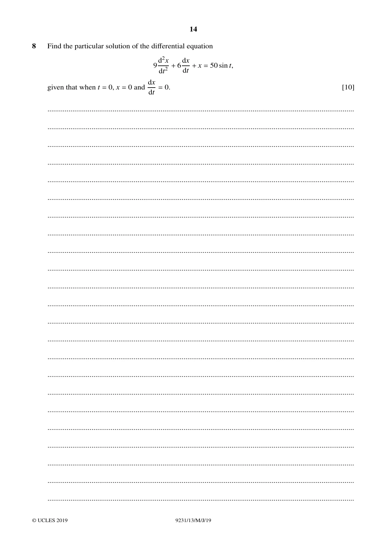 Cambridge A Level Mathematics - Further 9231 2019 May/June Paper 1 · Variant 3 question paper, page 14 of 24