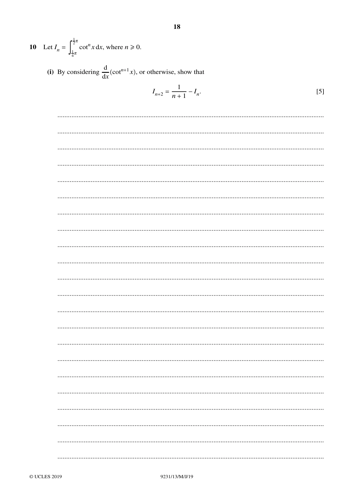 Cambridge A Level Mathematics - Further 9231 2019 May/June Paper 1 · Variant 3 question paper, page 18 of 24