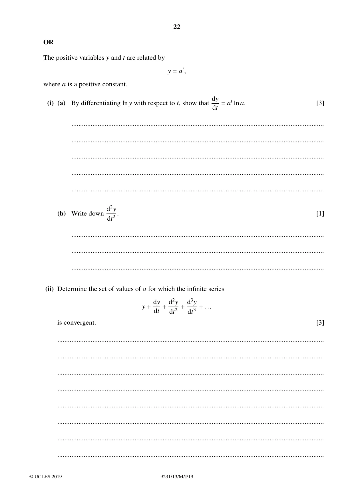Cambridge A Level Mathematics - Further 9231 2019 May/June Paper 1 · Variant 3 question paper, page 22 of 24