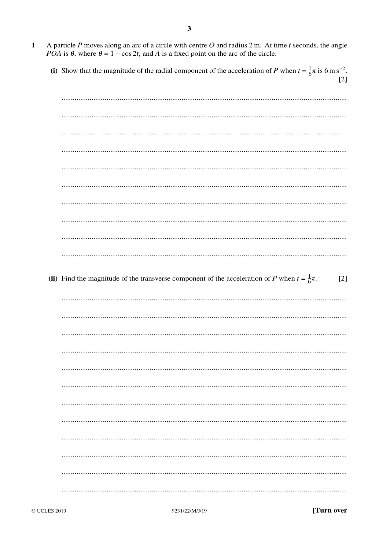Cambridge A Level Mathematics - Further 9231 2019 May/June Paper 2 · Variant 2 question paper, page 3 of 28