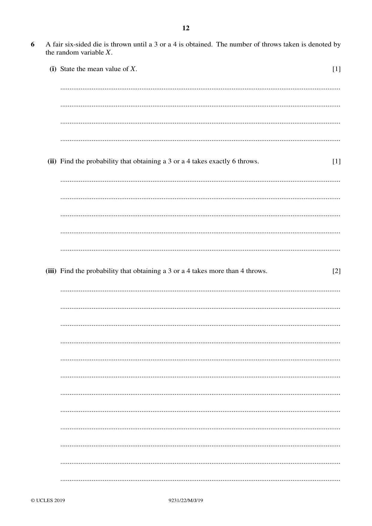 Cambridge A Level Mathematics - Further 9231 2019 May/June Paper 2 · Variant 2 question paper, page 12 of 28