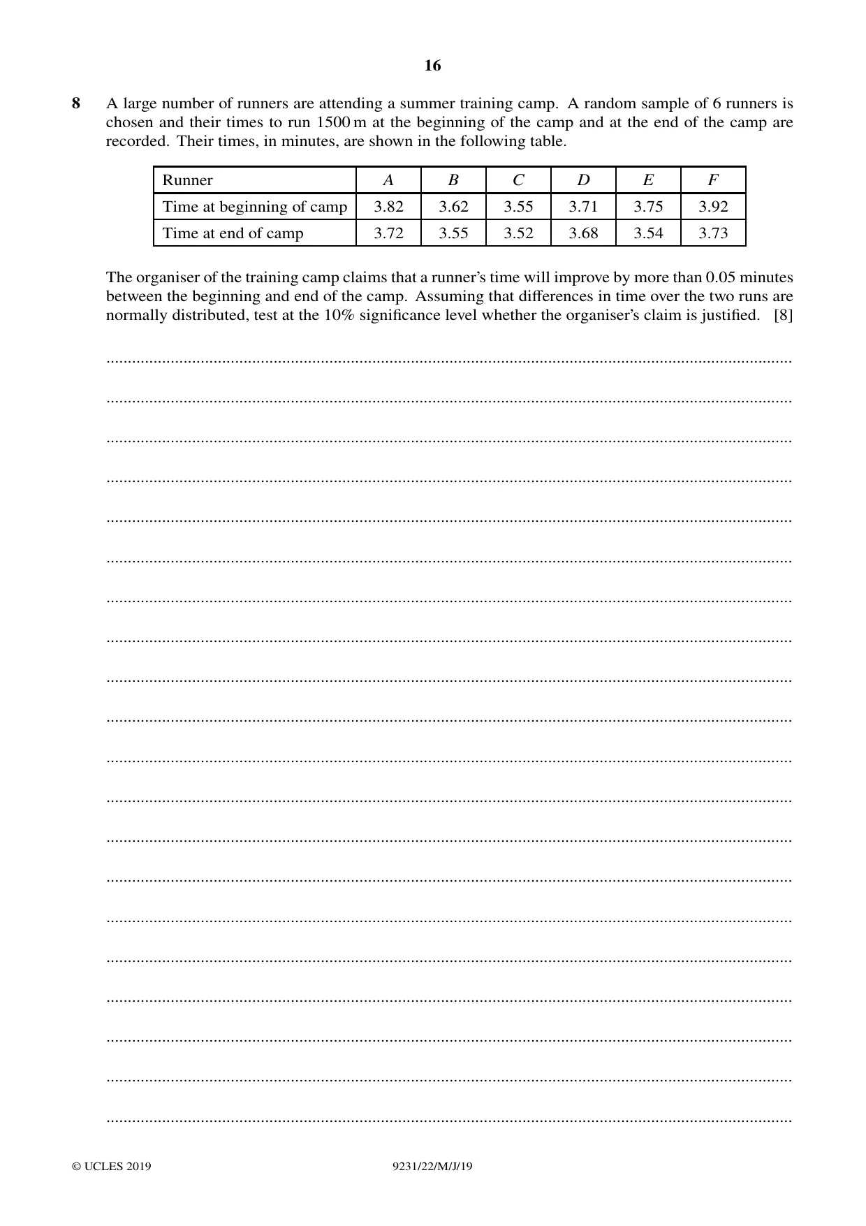 Cambridge A Level Mathematics - Further 9231 2019 May/June Paper 2 · Variant 2 question paper, page 16 of 28