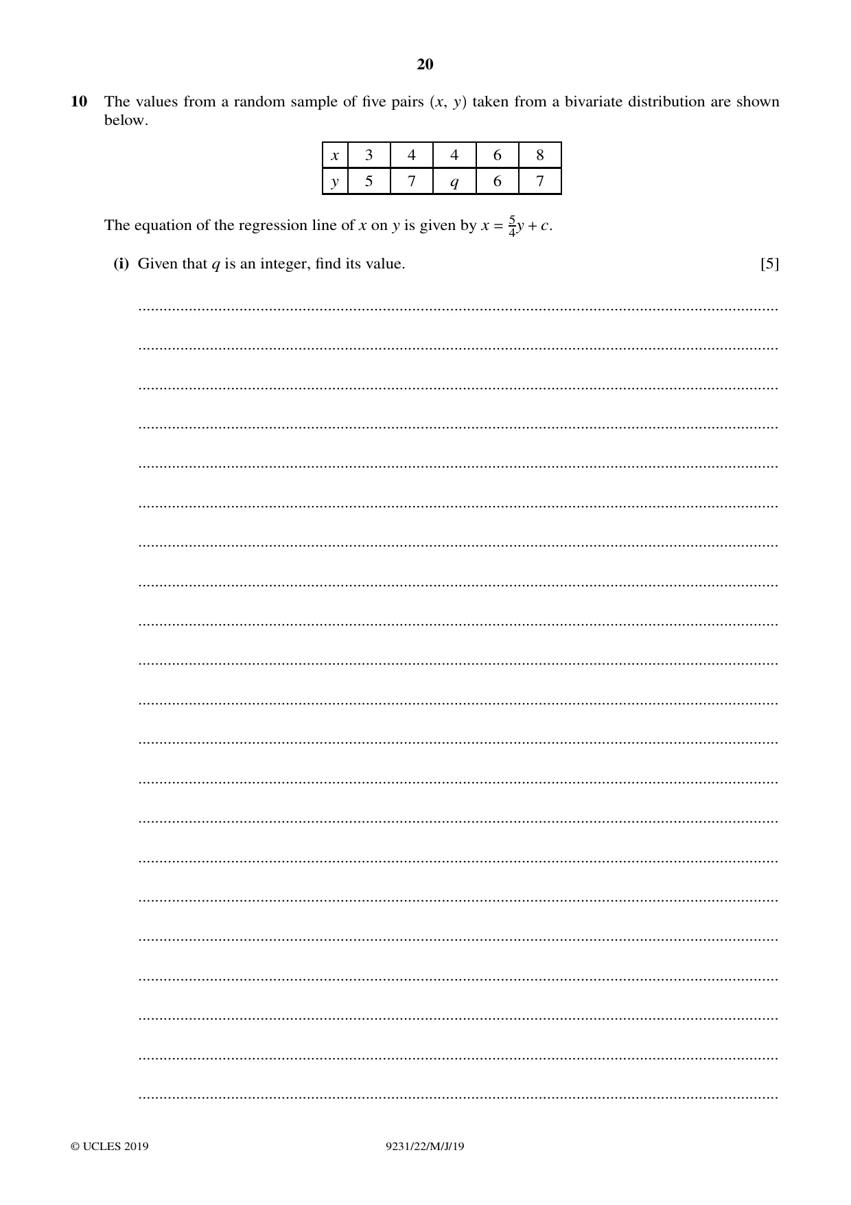Cambridge A Level Mathematics - Further 9231 2019 May/June Paper 2 · Variant 2 question paper, page 20 of 28