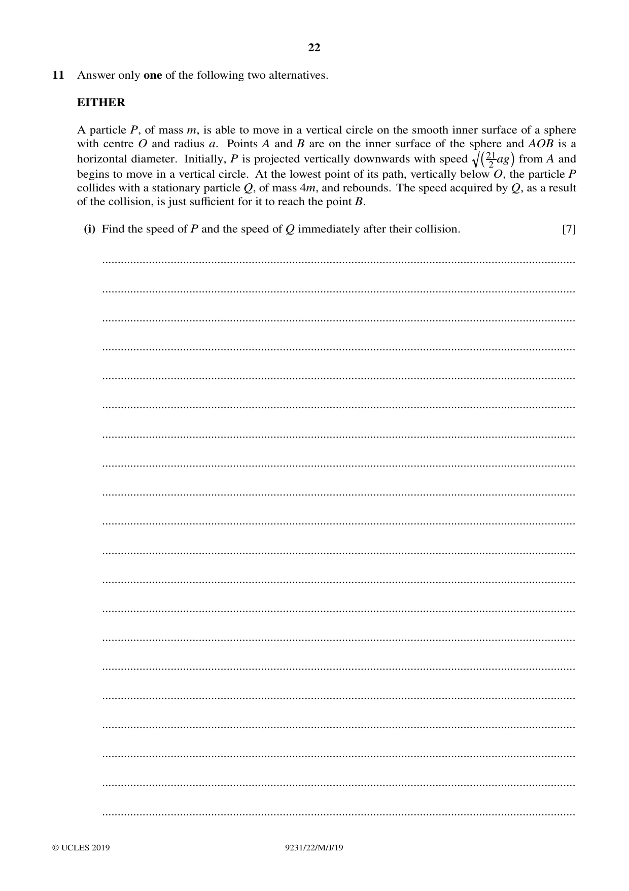 Cambridge A Level Mathematics - Further 9231 2019 May/June Paper 2 · Variant 2 question paper, page 22 of 28