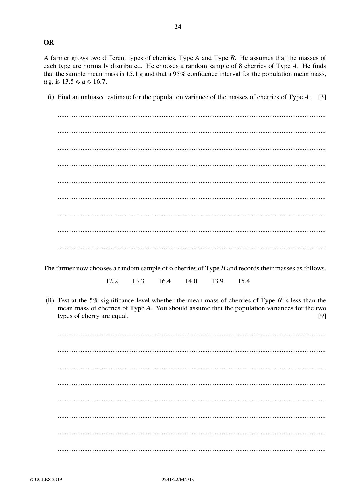 Cambridge A Level Mathematics - Further 9231 2019 May/June Paper 2 · Variant 2 question paper, page 24 of 28