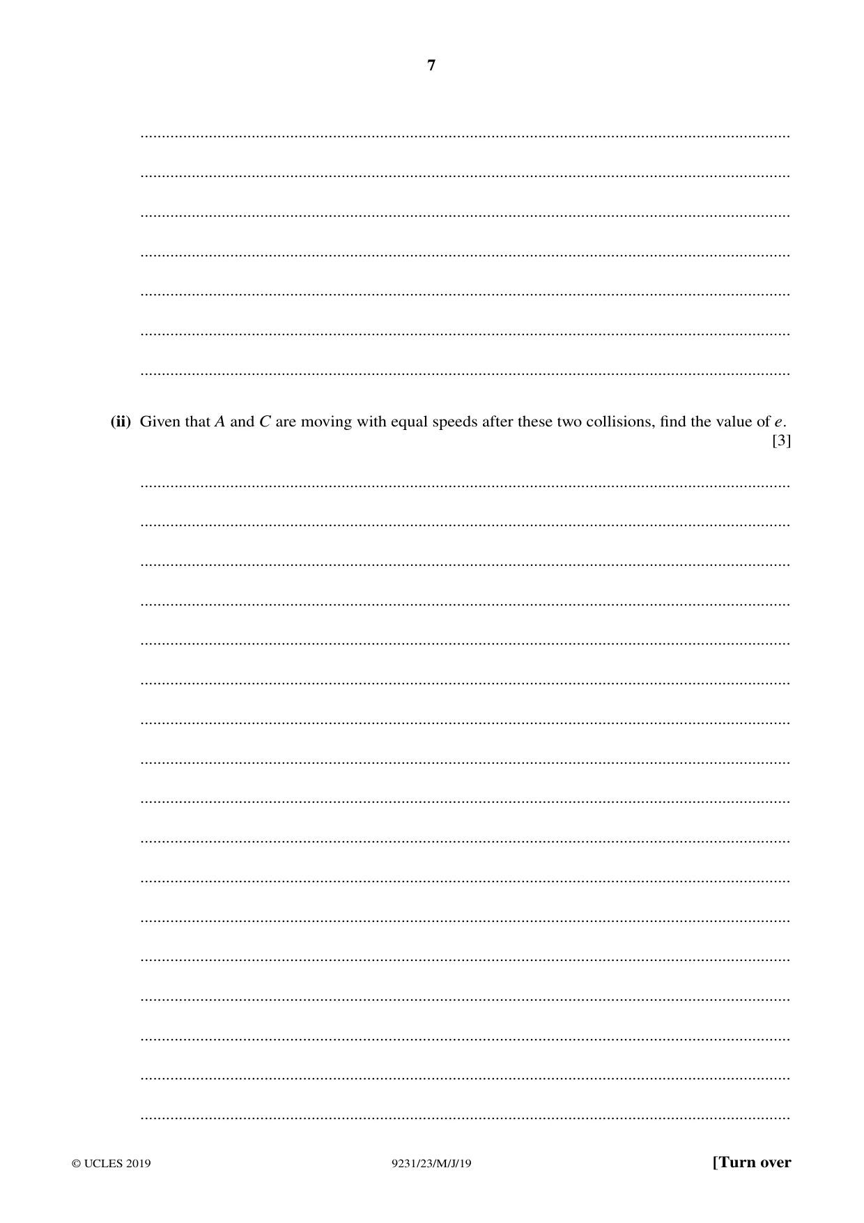 Cambridge A Level Mathematics - Further 9231 2019 May/June Paper 2 · Variant 3 question paper, page 7 of 24
