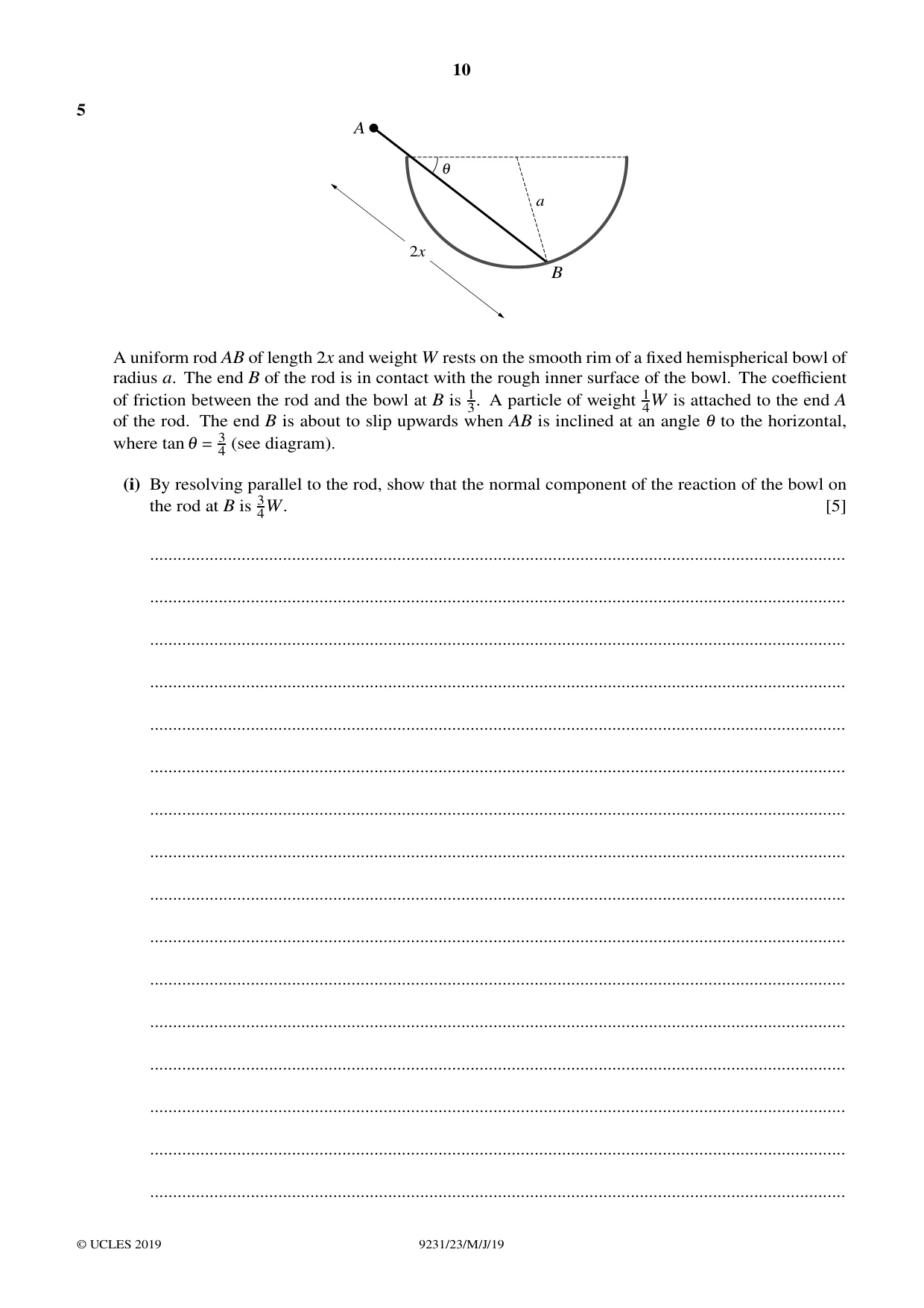 Cambridge A Level Mathematics - Further 9231 2019 May/June Paper 2 · Variant 3 question paper, page 10 of 24