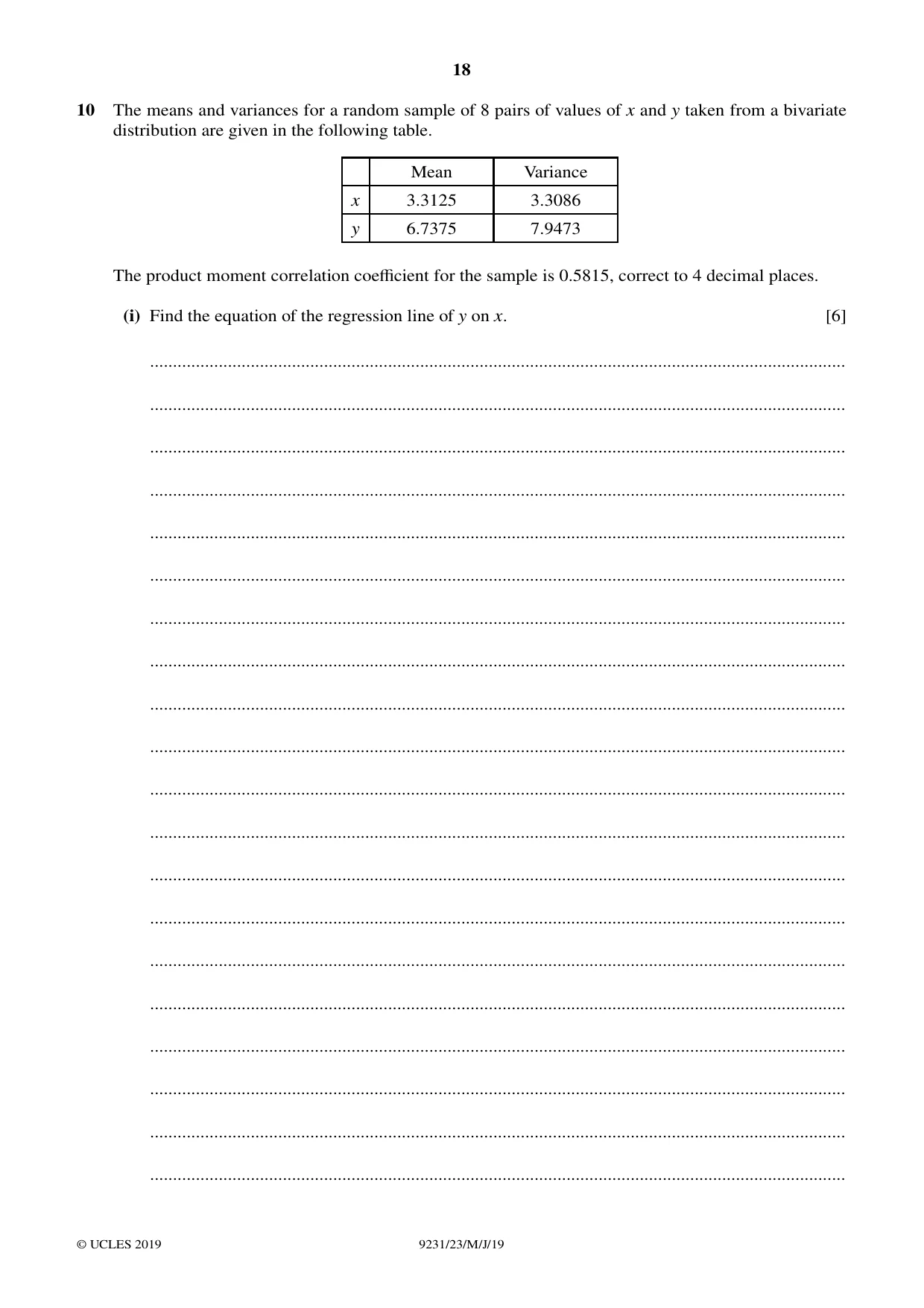 Cambridge A Level Mathematics - Further 9231 2019 May/June Paper 2 · Variant 3 question paper, page 18 of 24