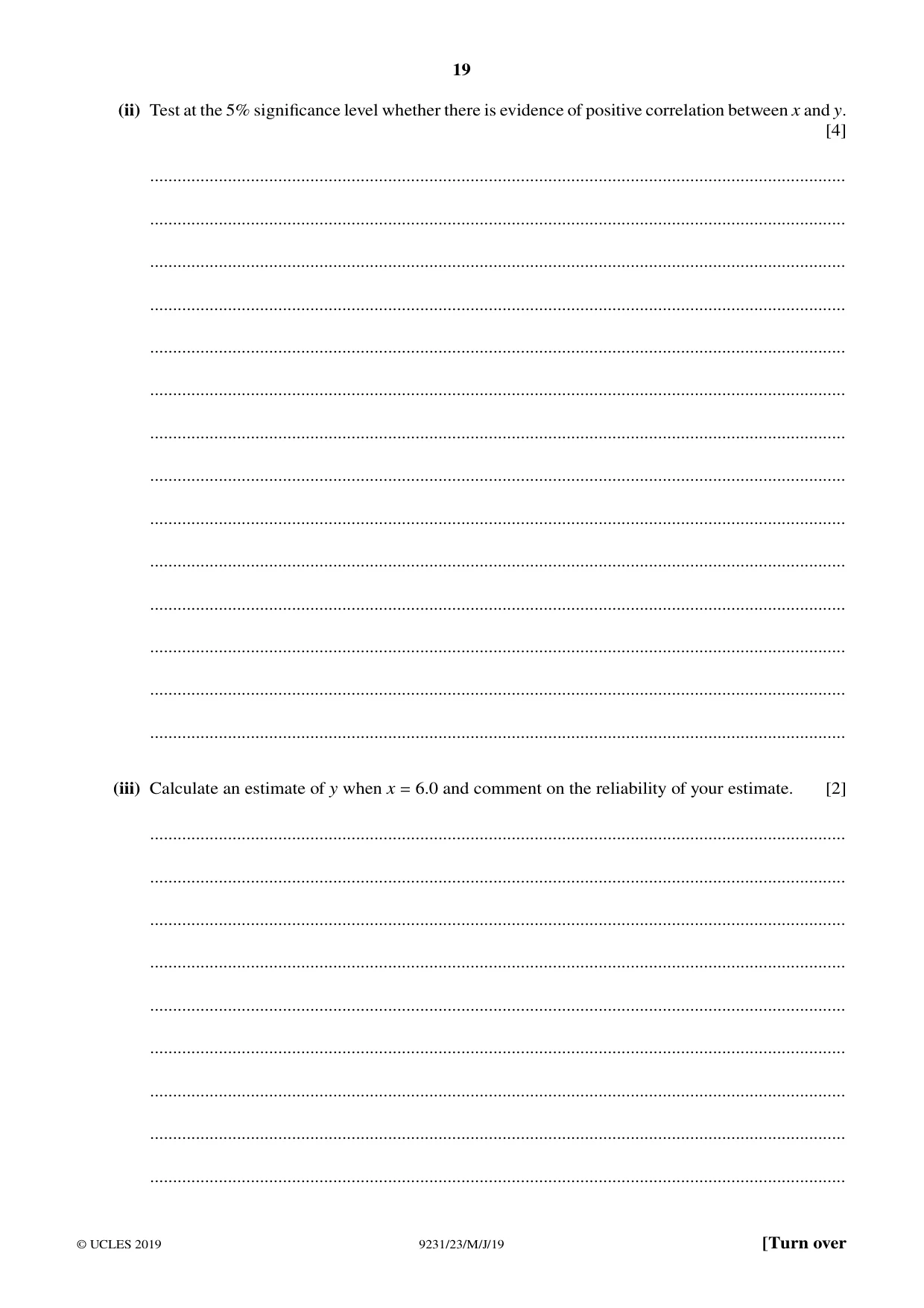 Cambridge A Level Mathematics - Further 9231 2019 May/June Paper 2 · Variant 3 question paper, page 19 of 24