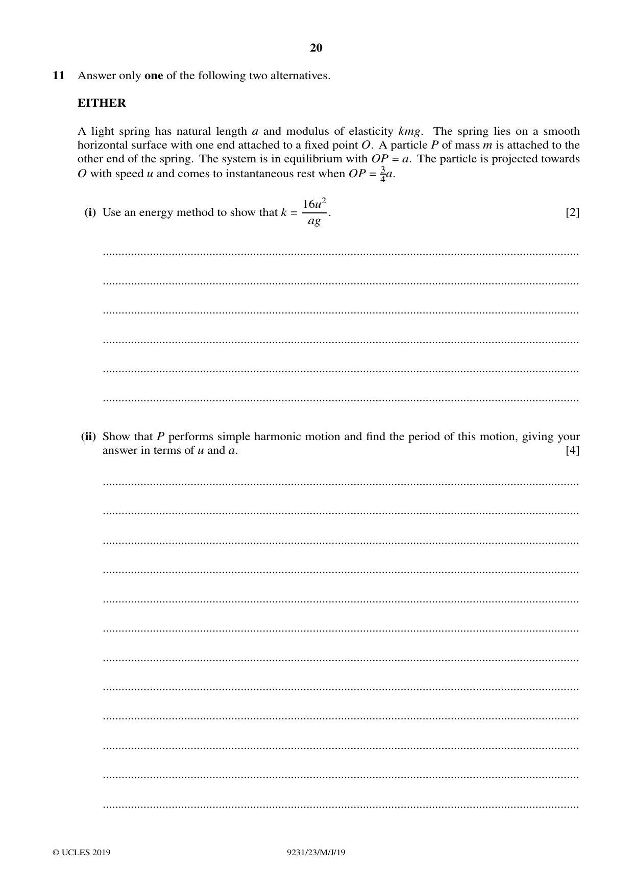 Cambridge A Level Mathematics - Further 9231 2019 May/June Paper 2 · Variant 3 question paper, page 20 of 24
