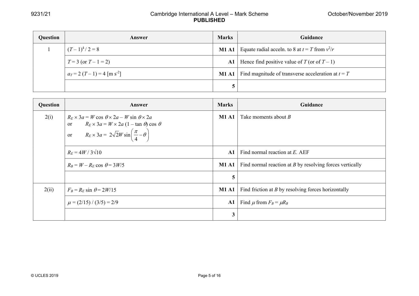 Mark scheme, page 5 of 16