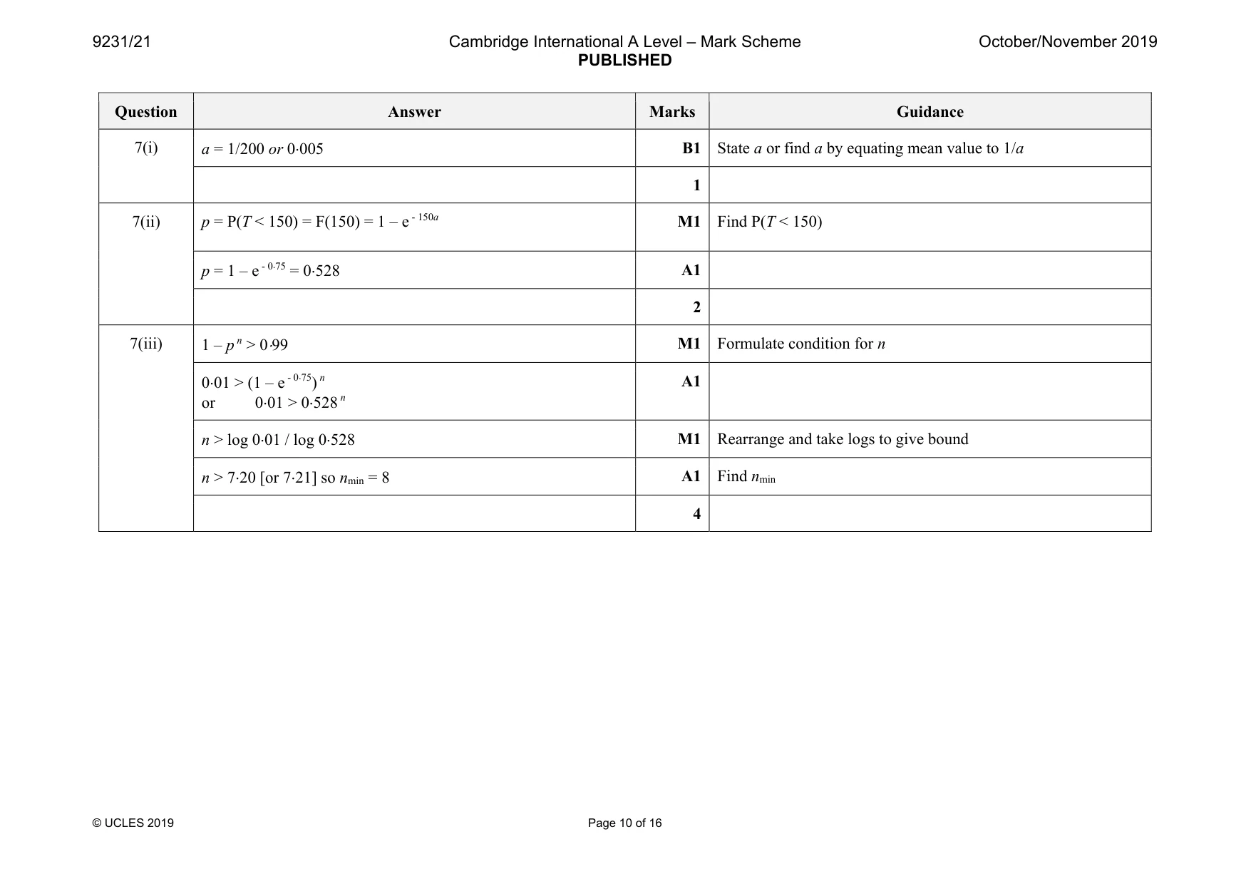Mark scheme, page 10 of 16