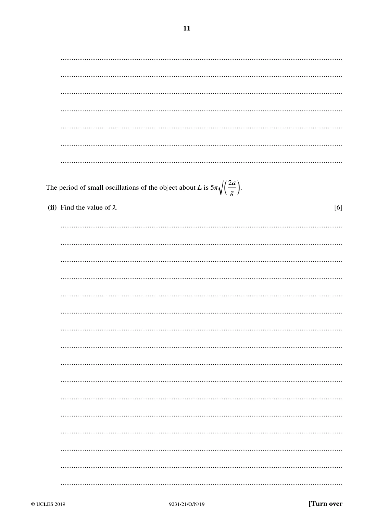 Cambridge A Level Mathematics - Further 9231 2019 Oct/Nov Paper 2 · Variant 1 question paper, page 11 of 24