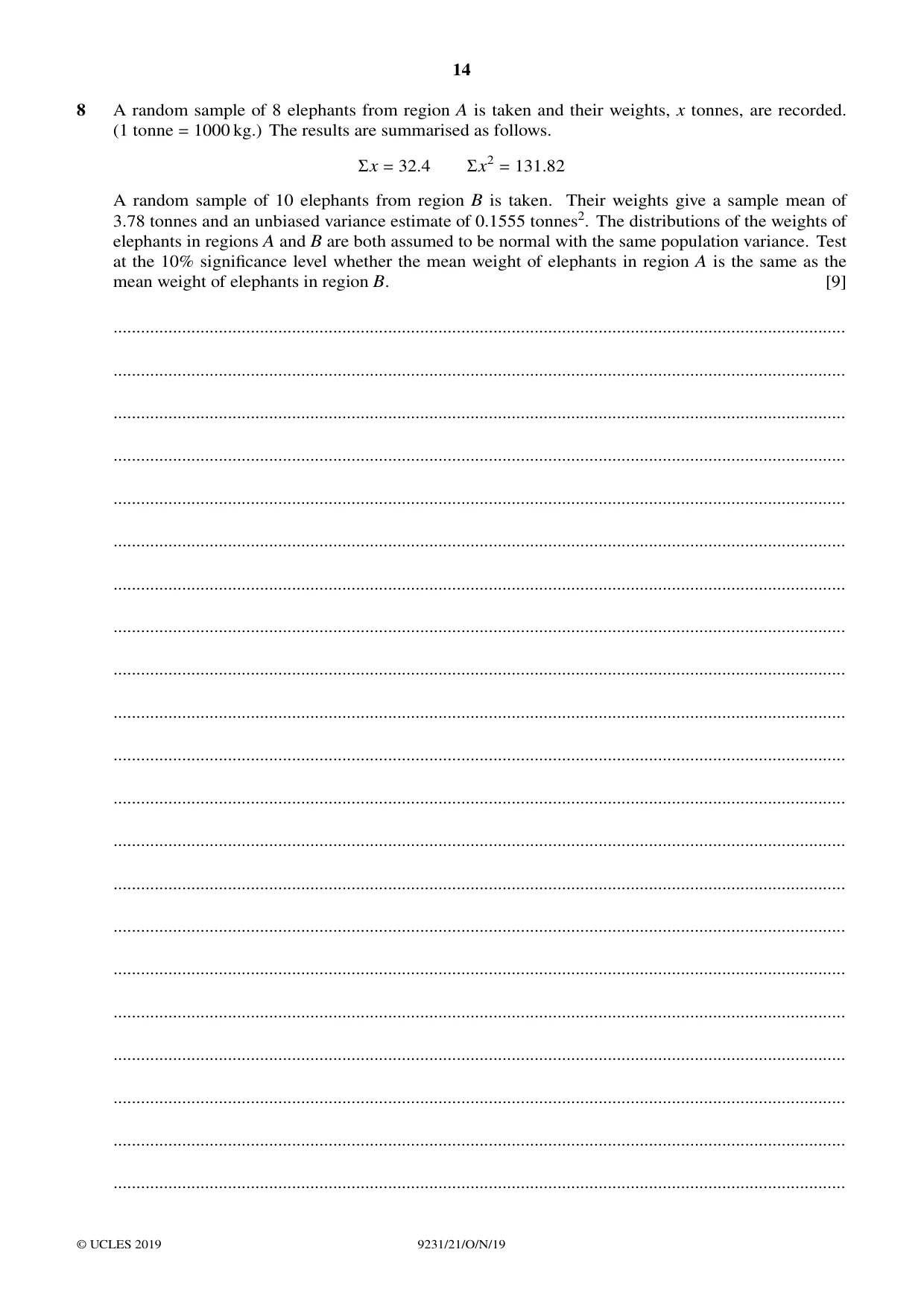 Cambridge A Level Mathematics - Further 9231 2019 Oct/Nov Paper 2 · Variant 1 question paper, page 14 of 24