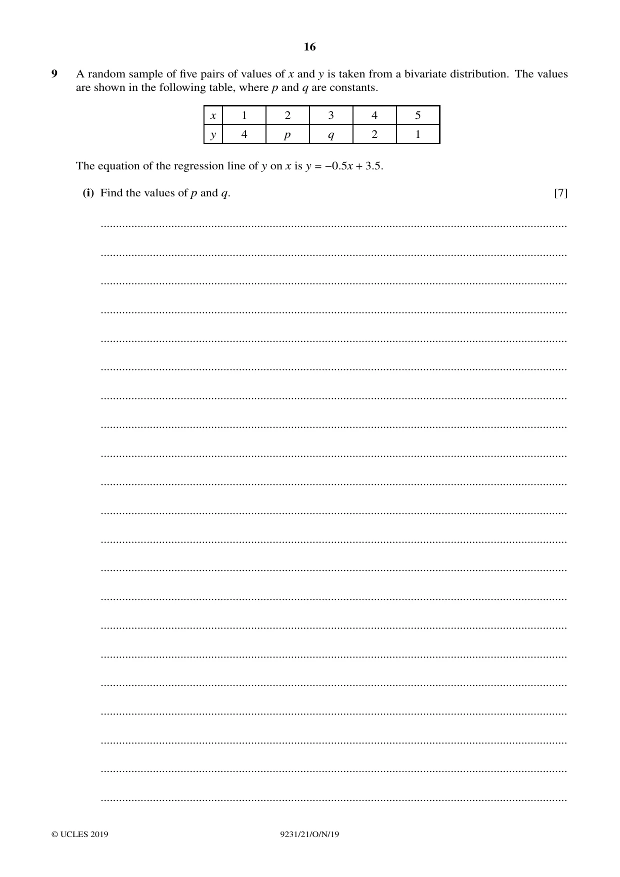 Cambridge A Level Mathematics - Further 9231 2019 Oct/Nov Paper 2 · Variant 1 question paper, page 16 of 24