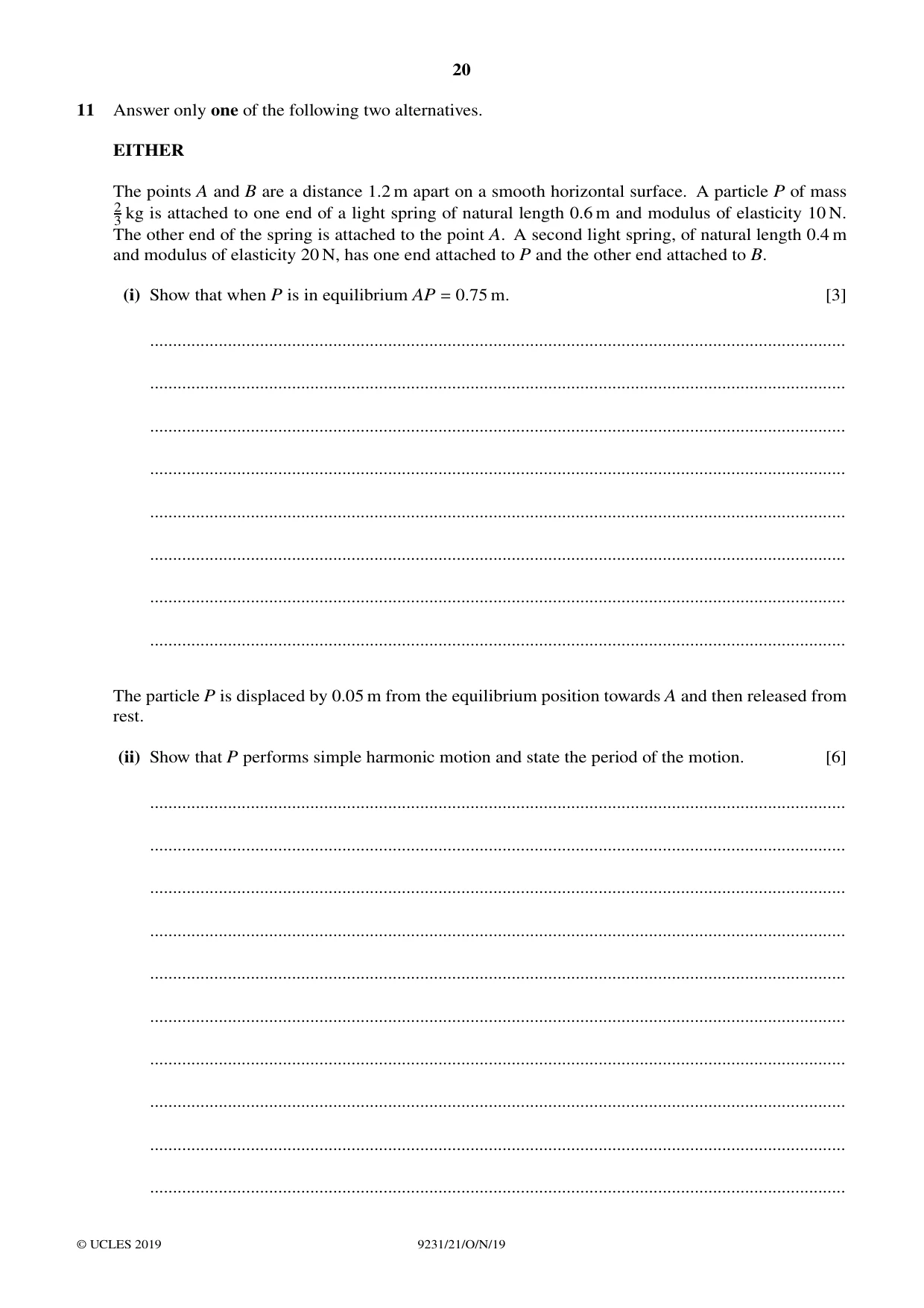 Cambridge A Level Mathematics - Further 9231 2019 Oct/Nov Paper 2 · Variant 1 question paper, page 20 of 24