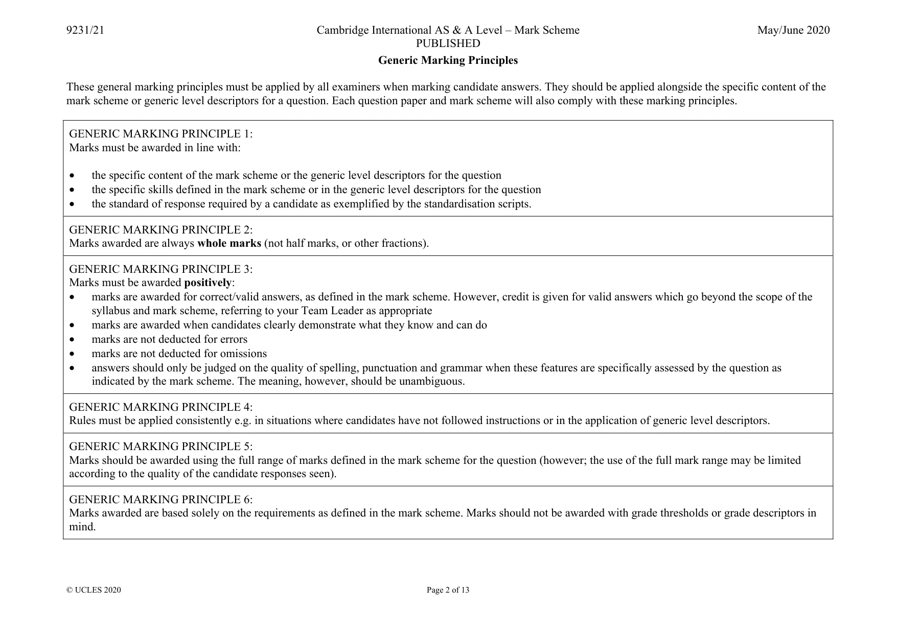 Mark scheme, page 2 of 13