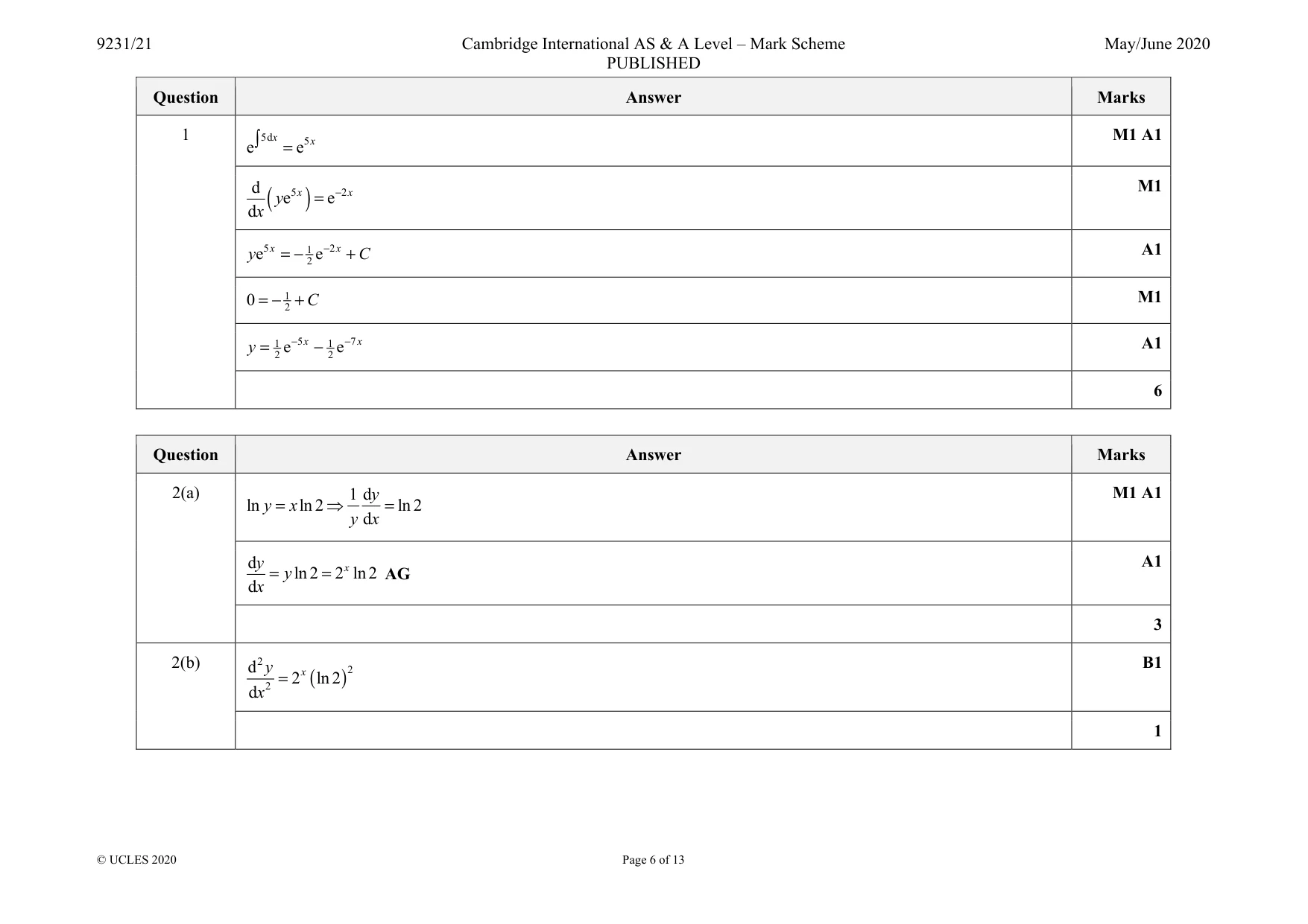 Mark scheme, page 6 of 13