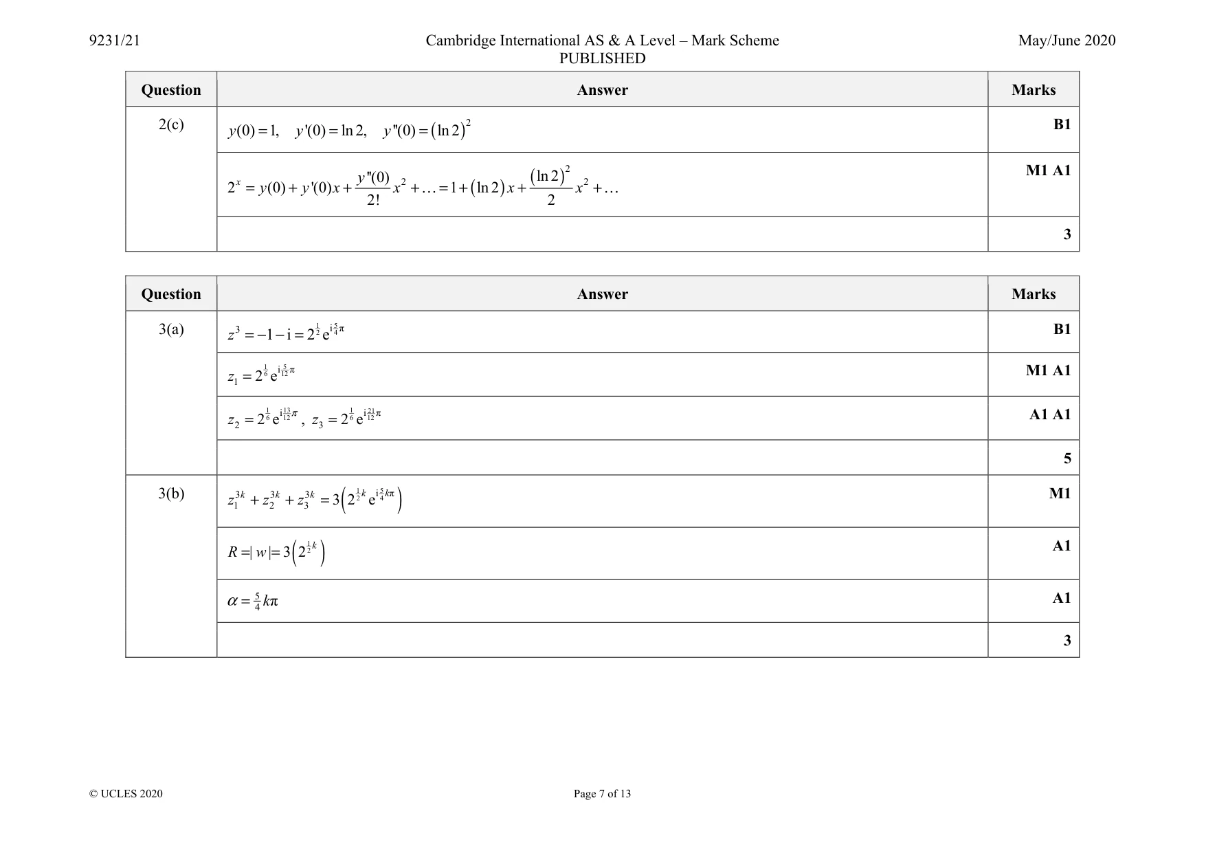 Mark scheme, page 7 of 13