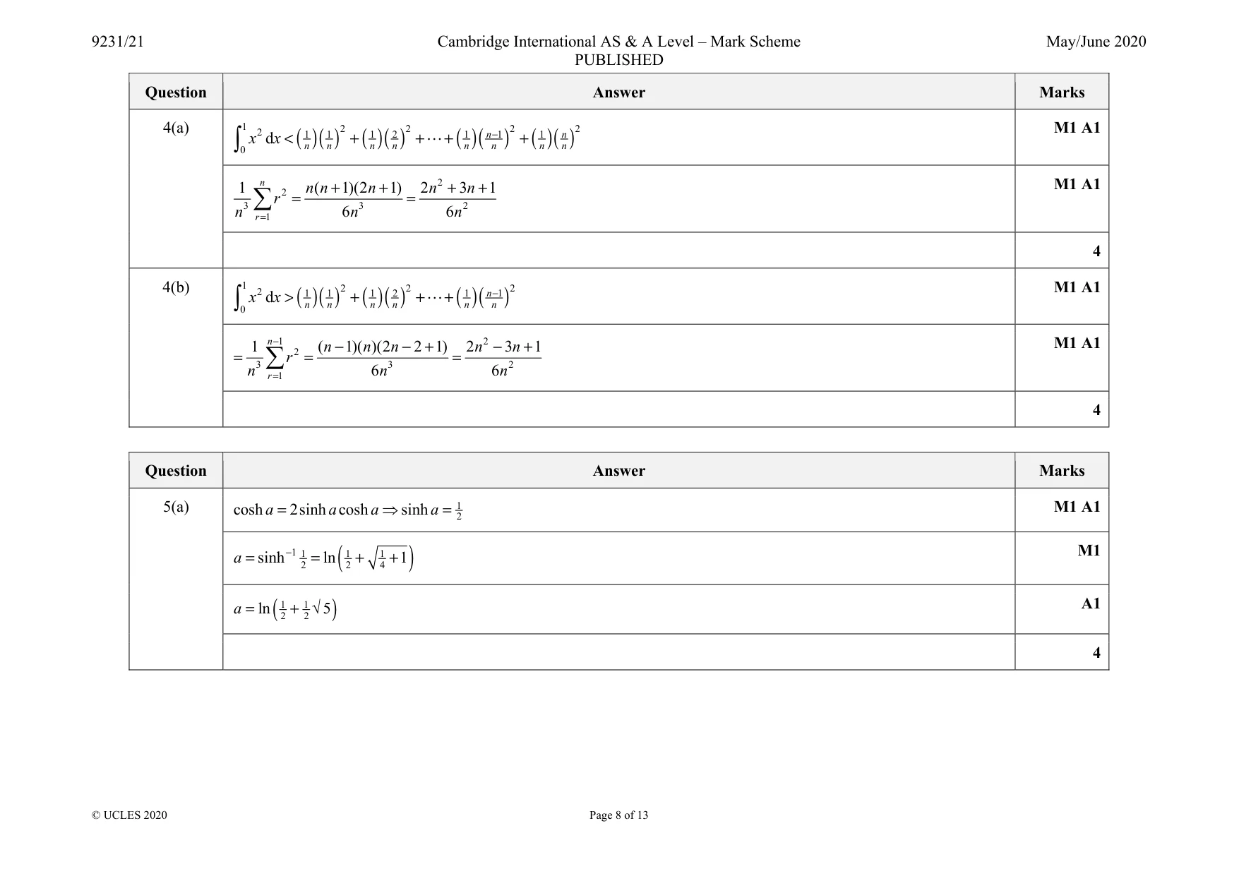 Mark scheme, page 8 of 13