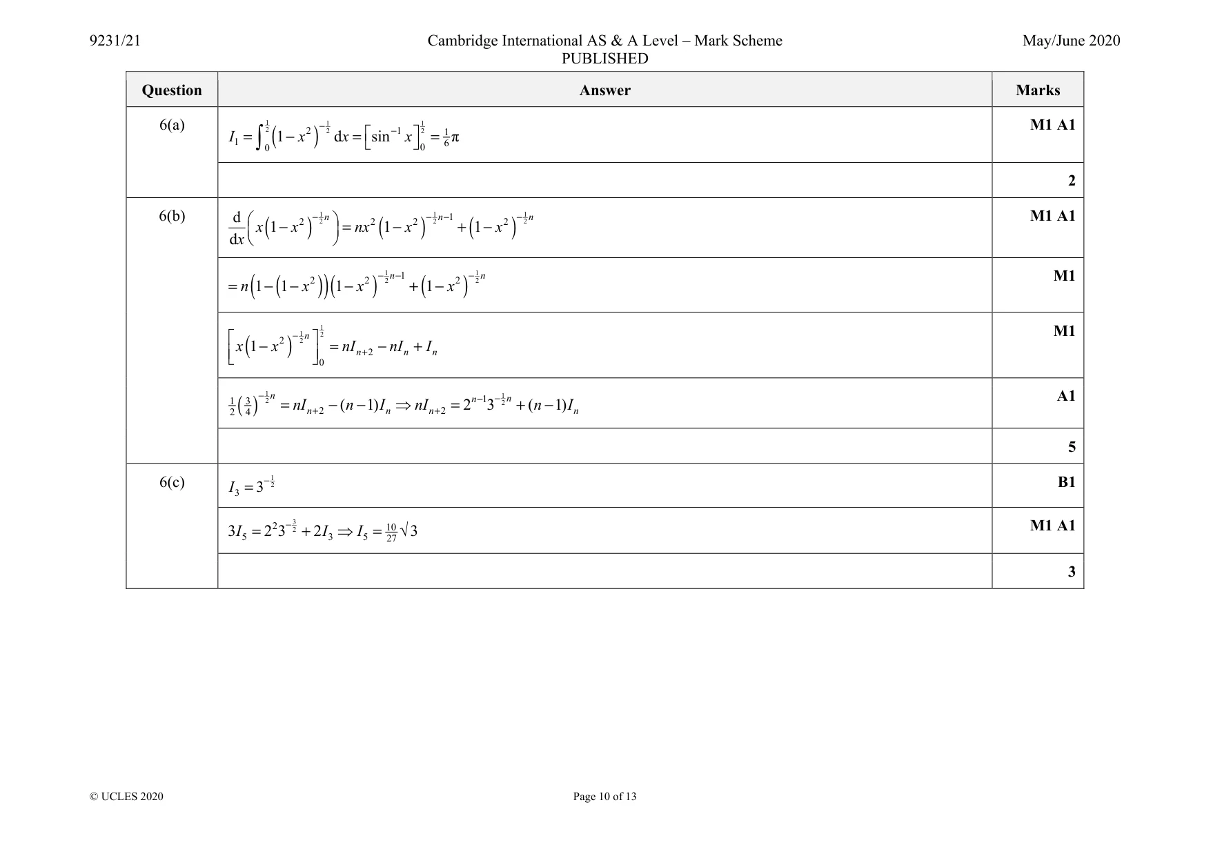 Mark scheme, page 10 of 13