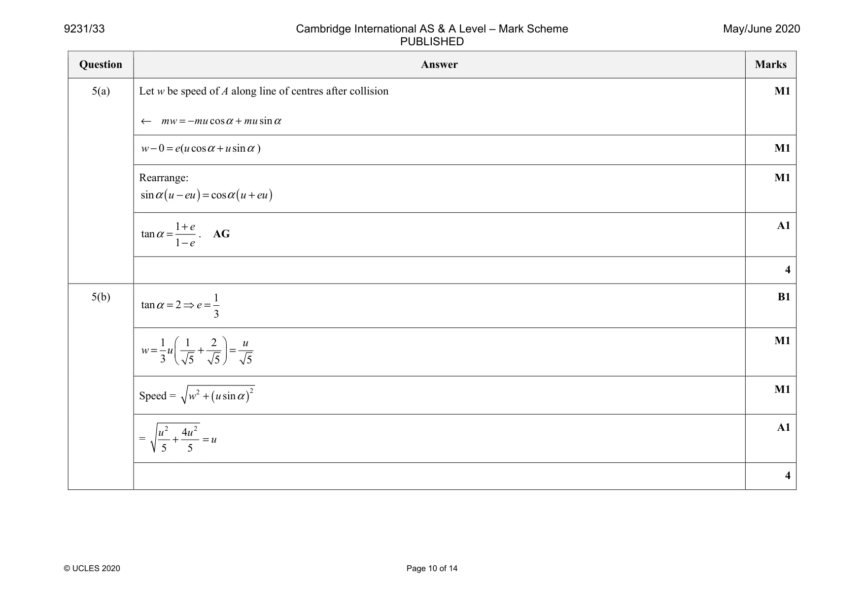 Mark scheme, page 10 of 14