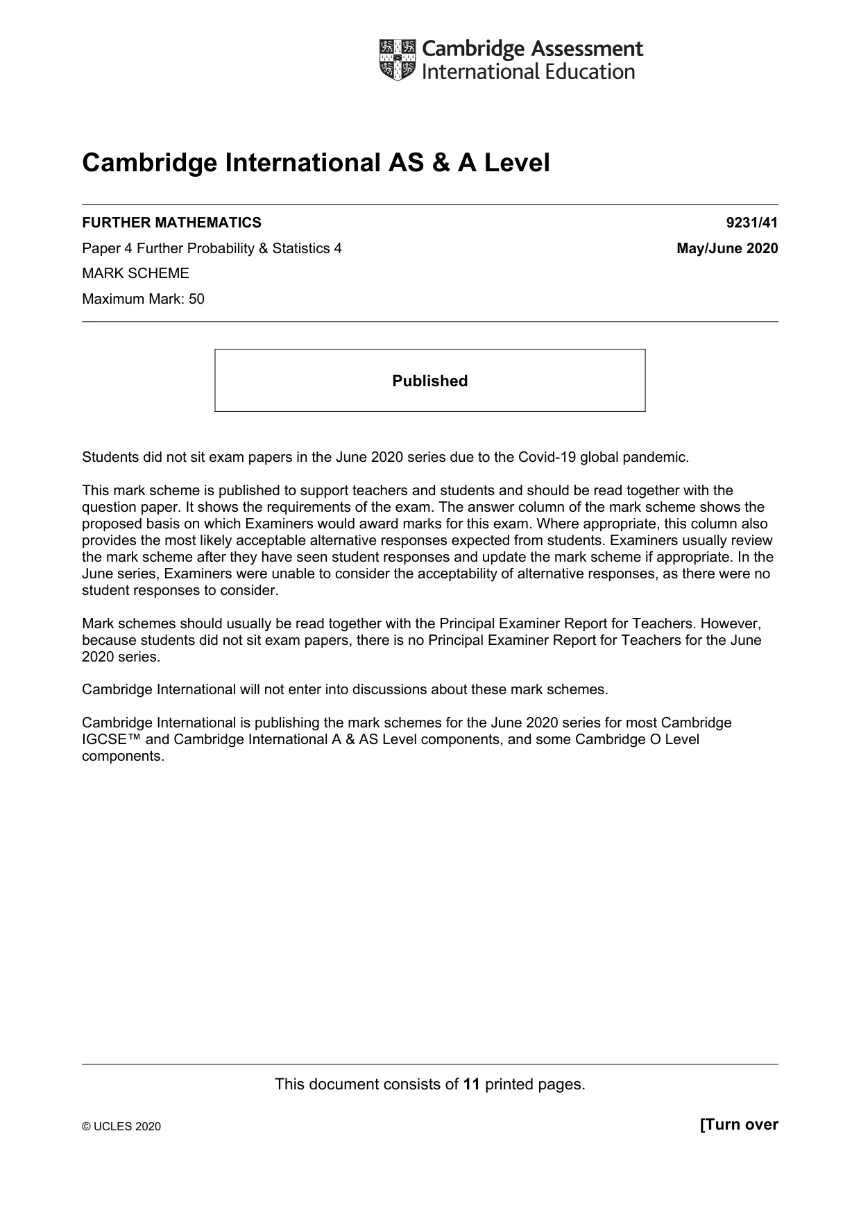 Mark scheme, page 1 of 11