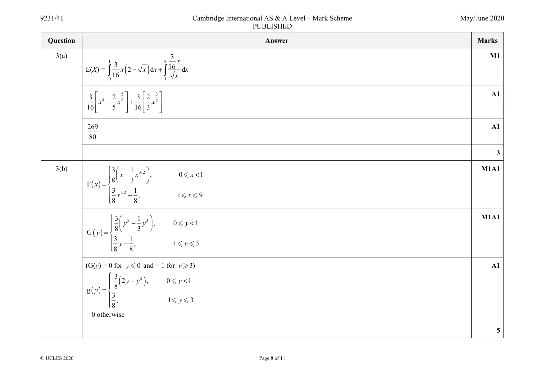 Mark scheme, page 8 of 11