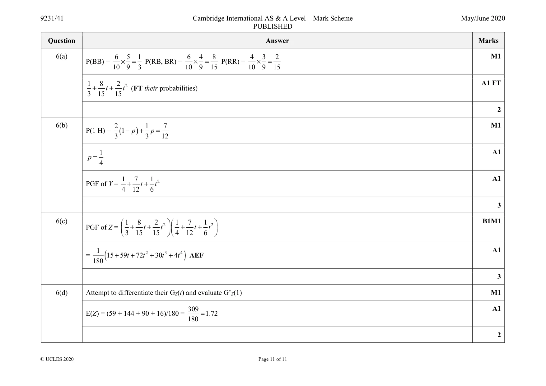 Mark scheme, page 11 of 11