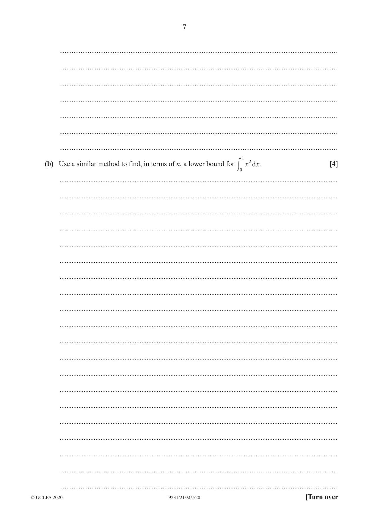 Cambridge A Level Mathematics - Further 9231 2020 May/June Paper 2 · Variant 1 question paper, page 7 of 16