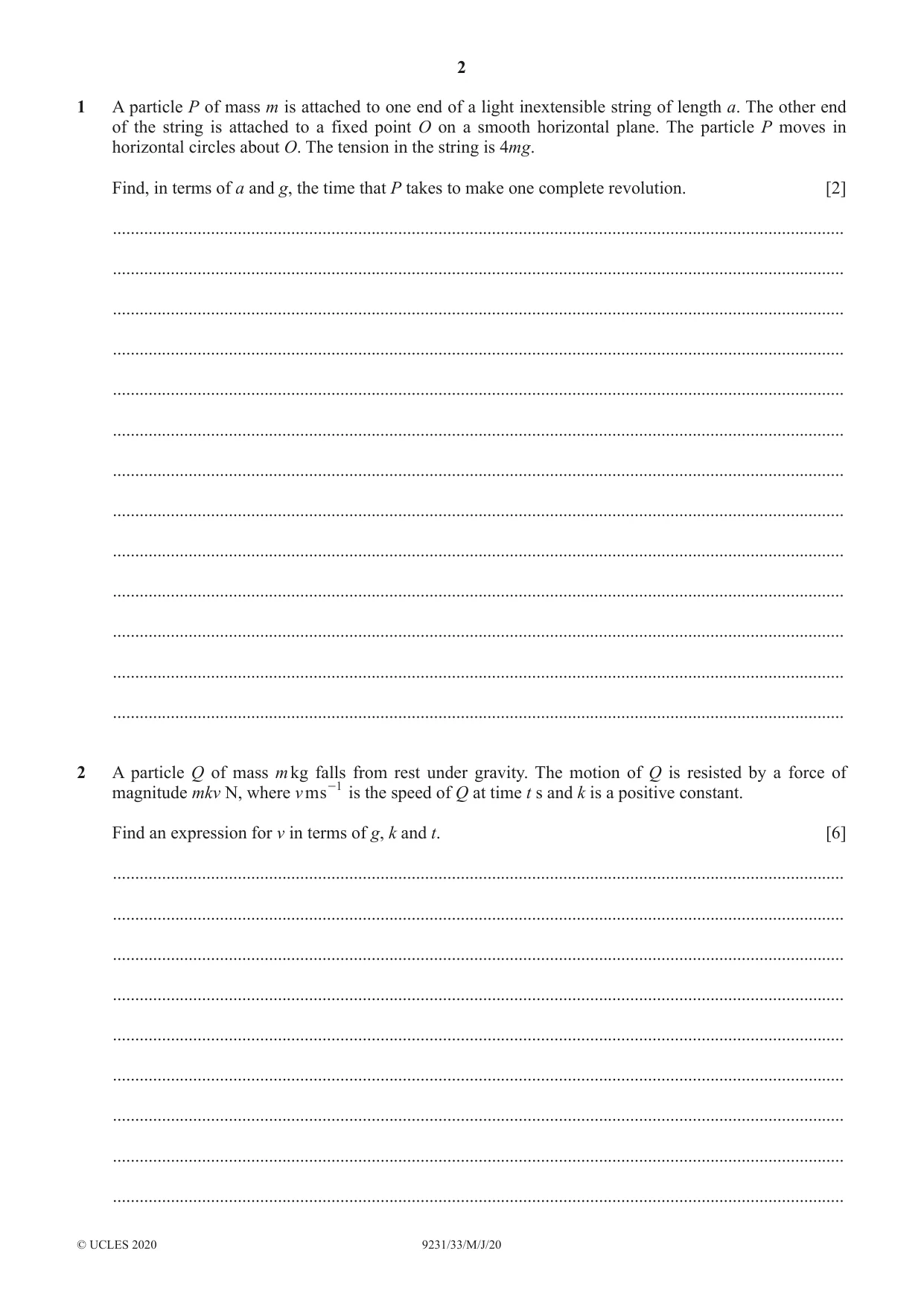 Cambridge A Level Mathematics - Further 9231 2020 May/June Paper 3 · Variant 3 question paper, page 2 of 16