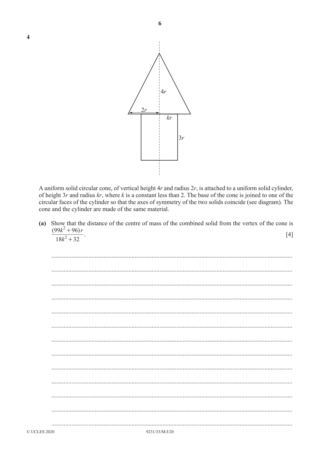 Cambridge A Level Mathematics - Further 9231 2020 May/June Paper 3 · Variant 3 question paper, page 6 of 16