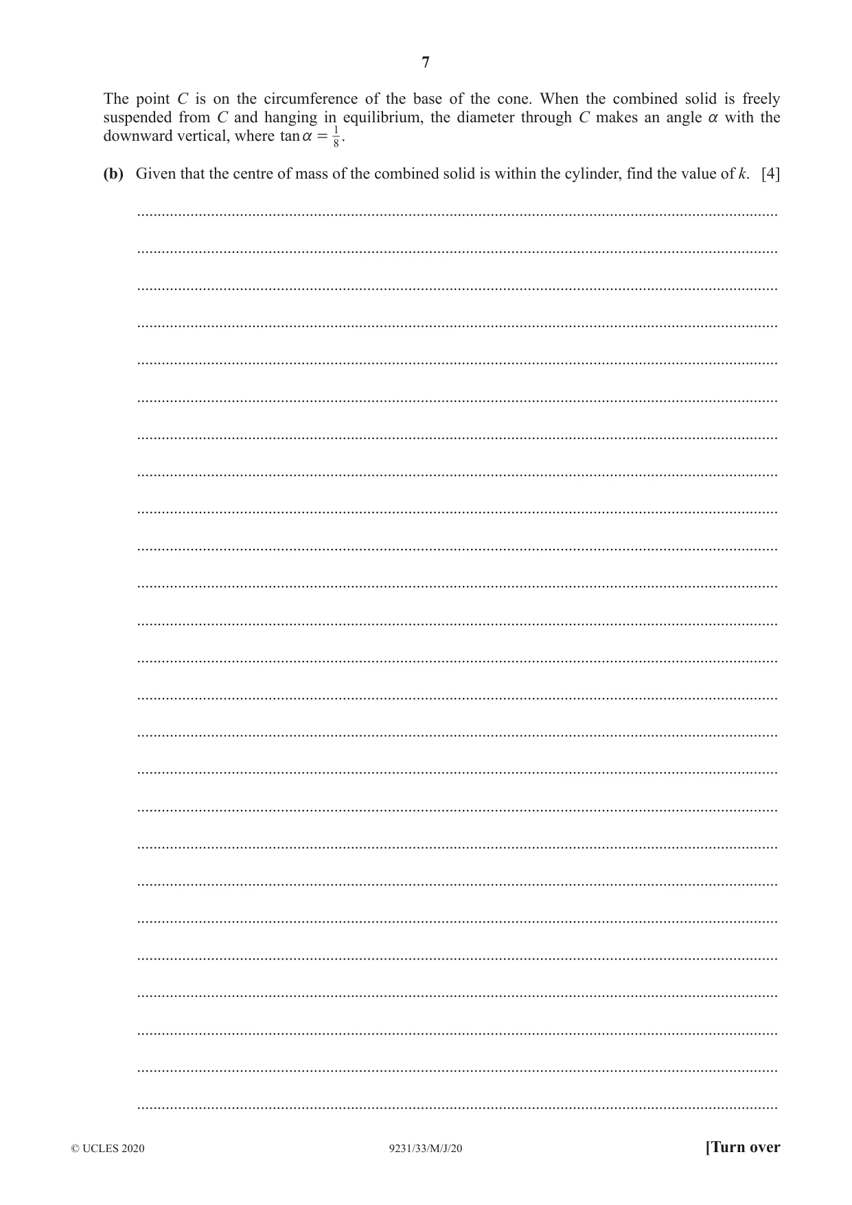 Cambridge A Level Mathematics - Further 9231 2020 May/June Paper 3 · Variant 3 question paper, page 7 of 16