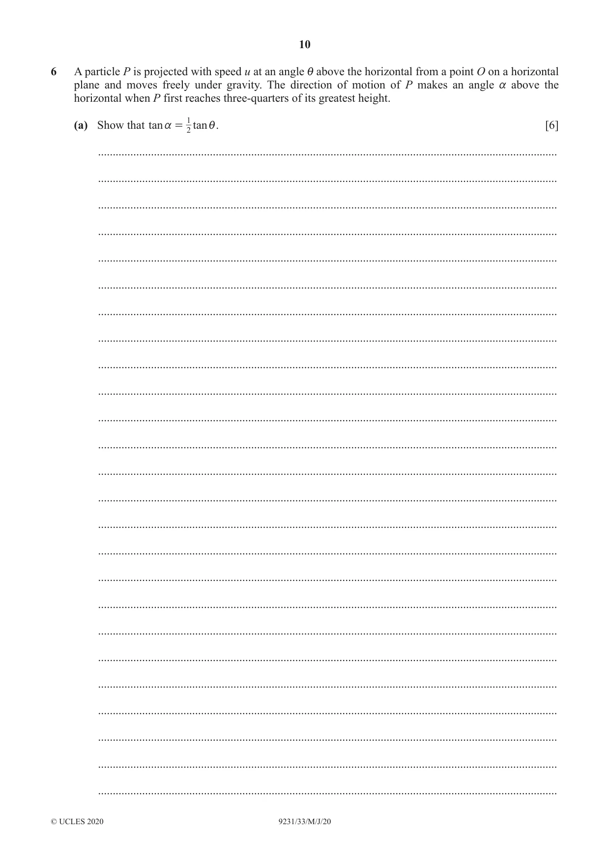 Cambridge A Level Mathematics - Further 9231 2020 May/June Paper 3 · Variant 3 question paper, page 10 of 16