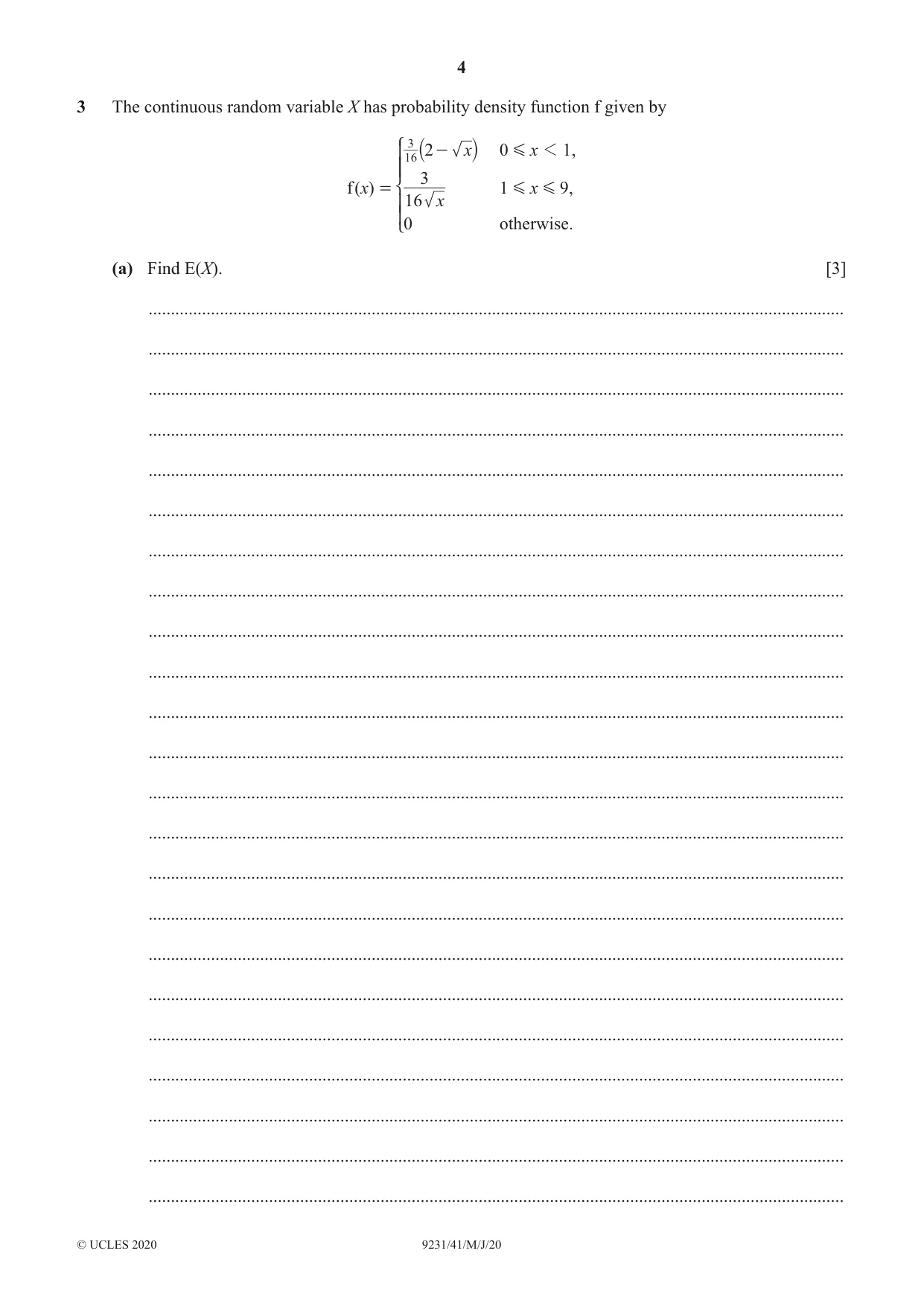 Cambridge A Level Mathematics - Further 9231 2020 May/June Paper 4 · Variant 1 question paper, page 4 of 12