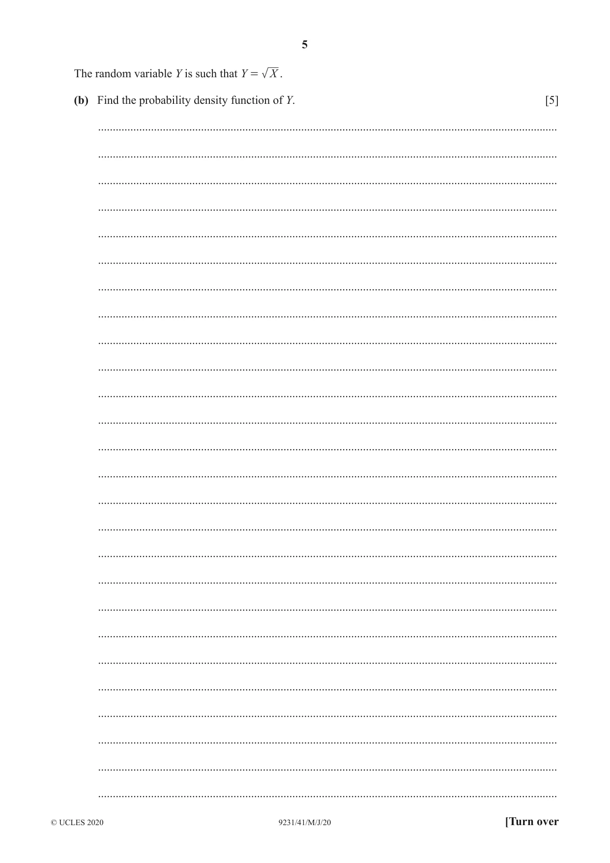 Cambridge A Level Mathematics - Further 9231 2020 May/June Paper 4 · Variant 1 question paper, page 5 of 12