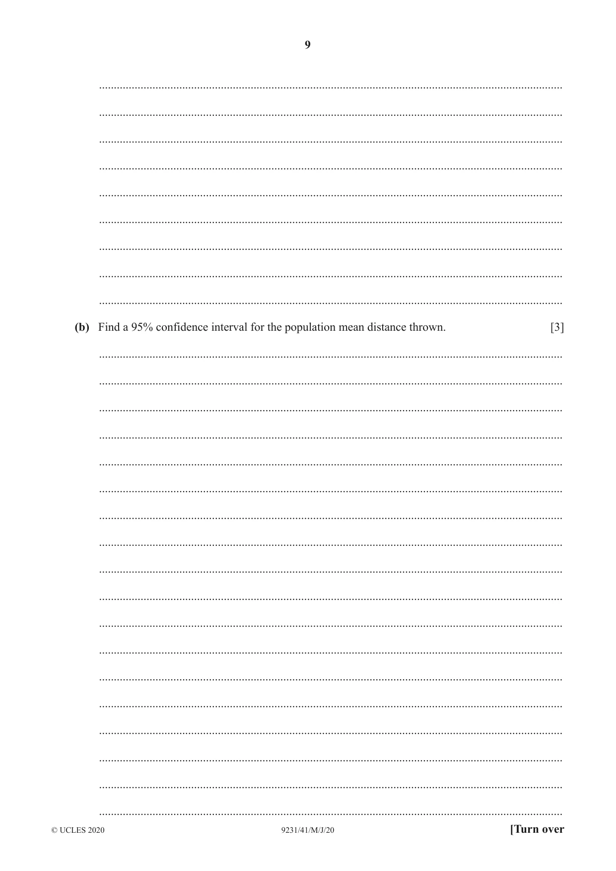 Cambridge A Level Mathematics - Further 9231 2020 May/June Paper 4 · Variant 1 question paper, page 9 of 12