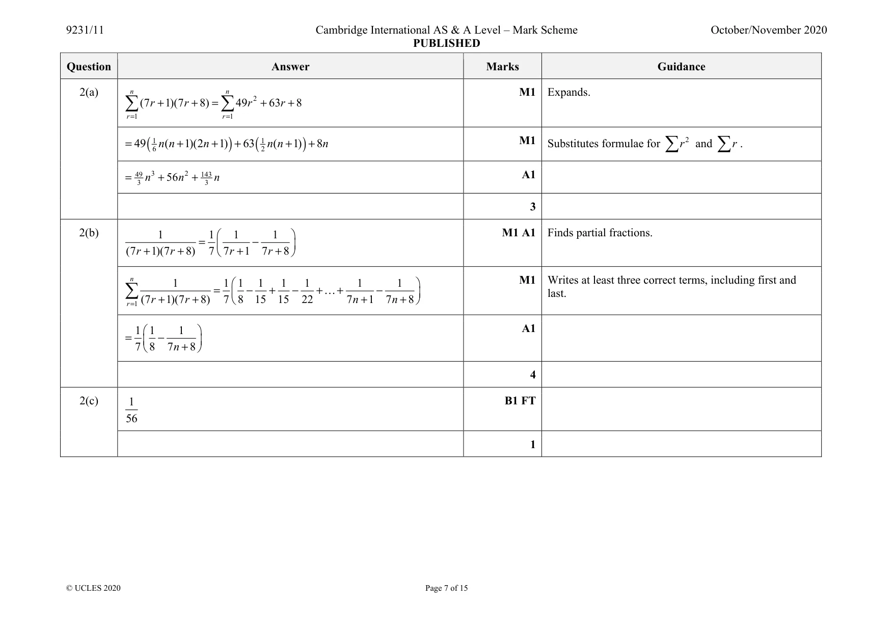 Mark scheme, page 7 of 15