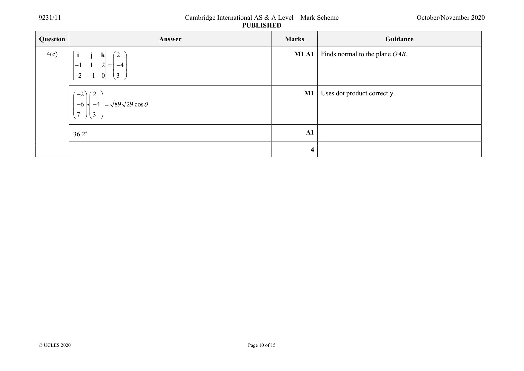 Mark scheme, page 10 of 15
