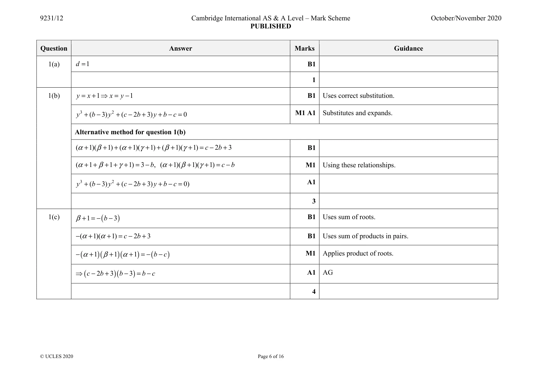 Mark scheme, page 6 of 16