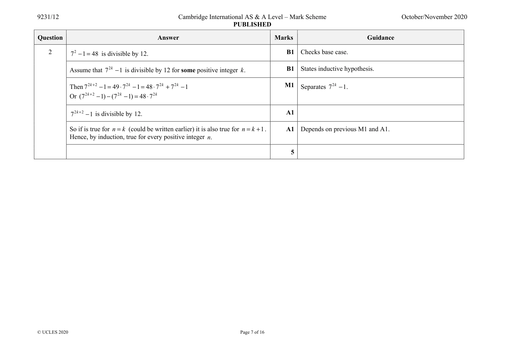 Mark scheme, page 7 of 16