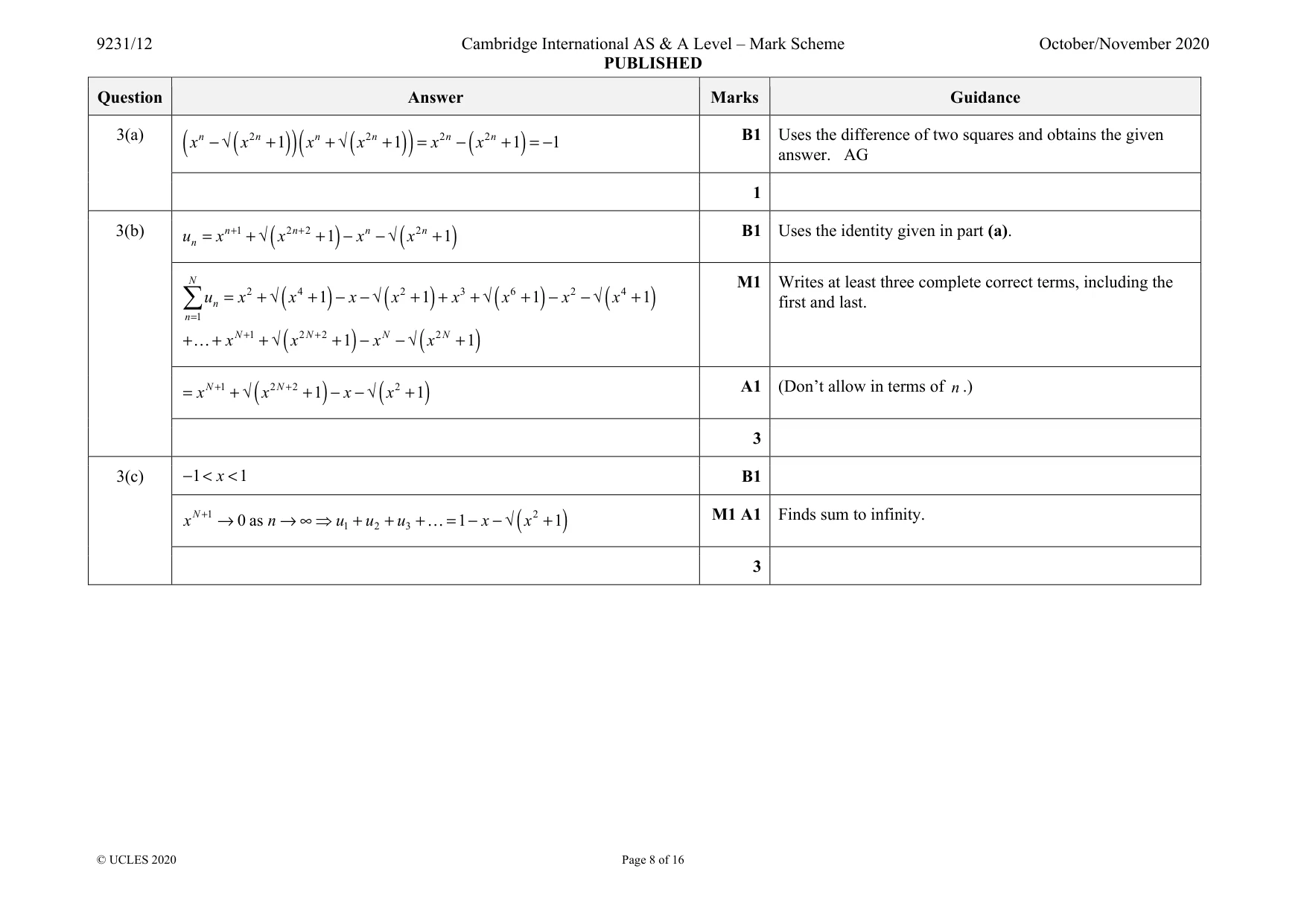 Mark scheme, page 8 of 16