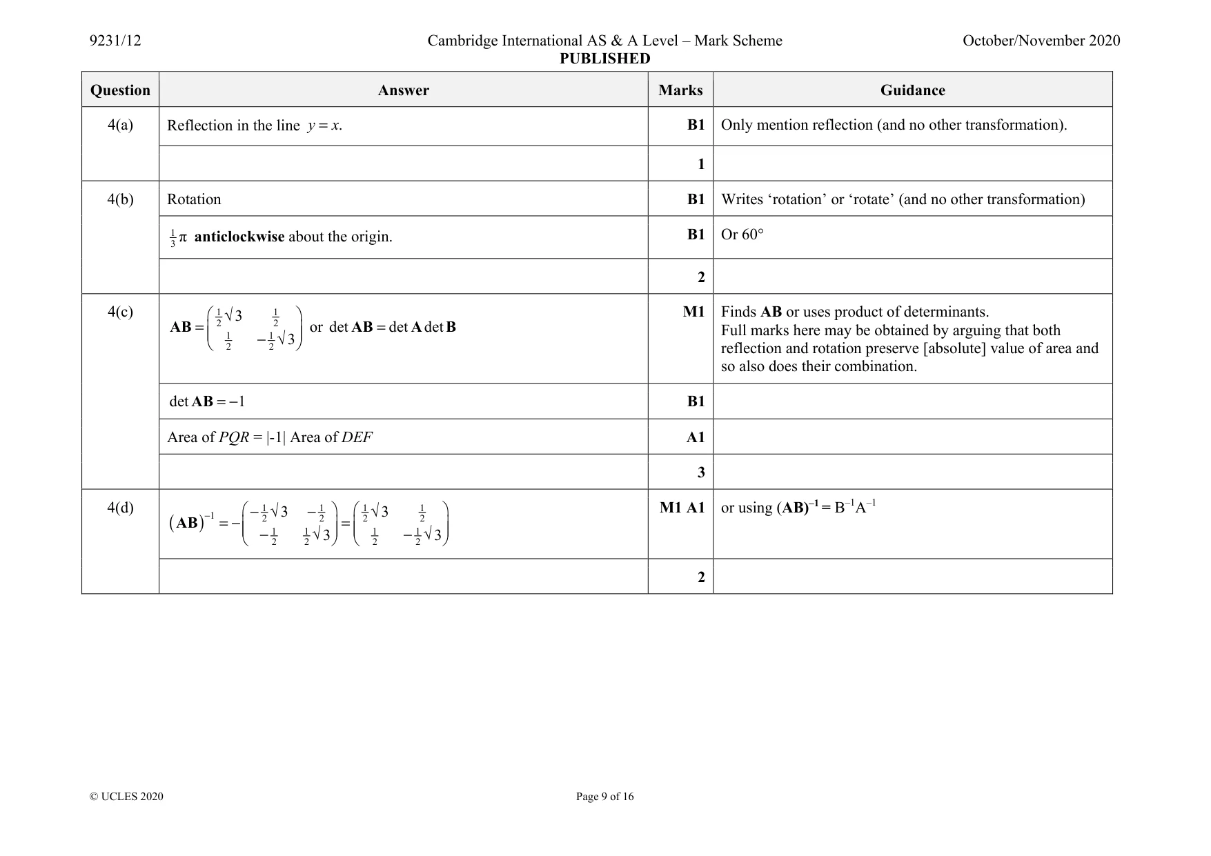 Mark scheme, page 9 of 16