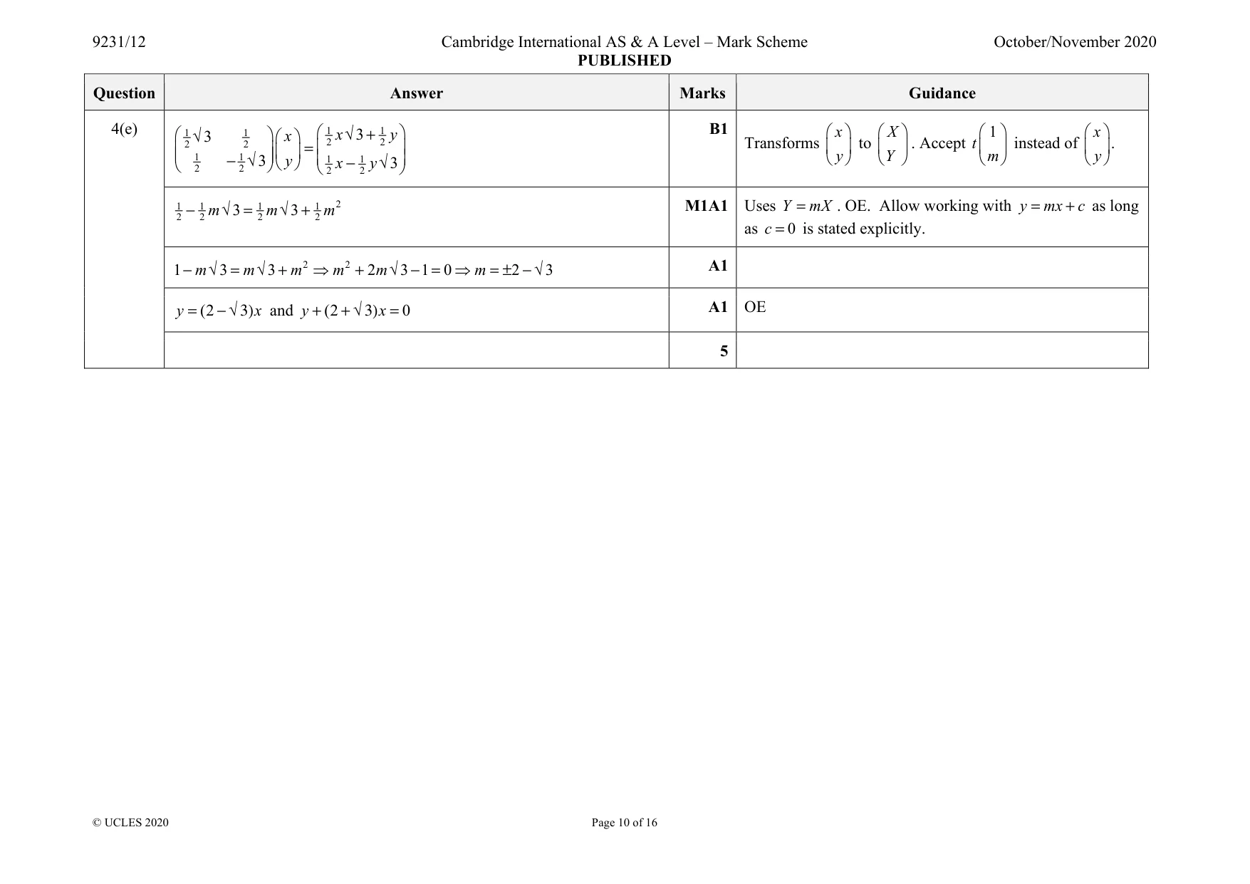 Mark scheme, page 10 of 16