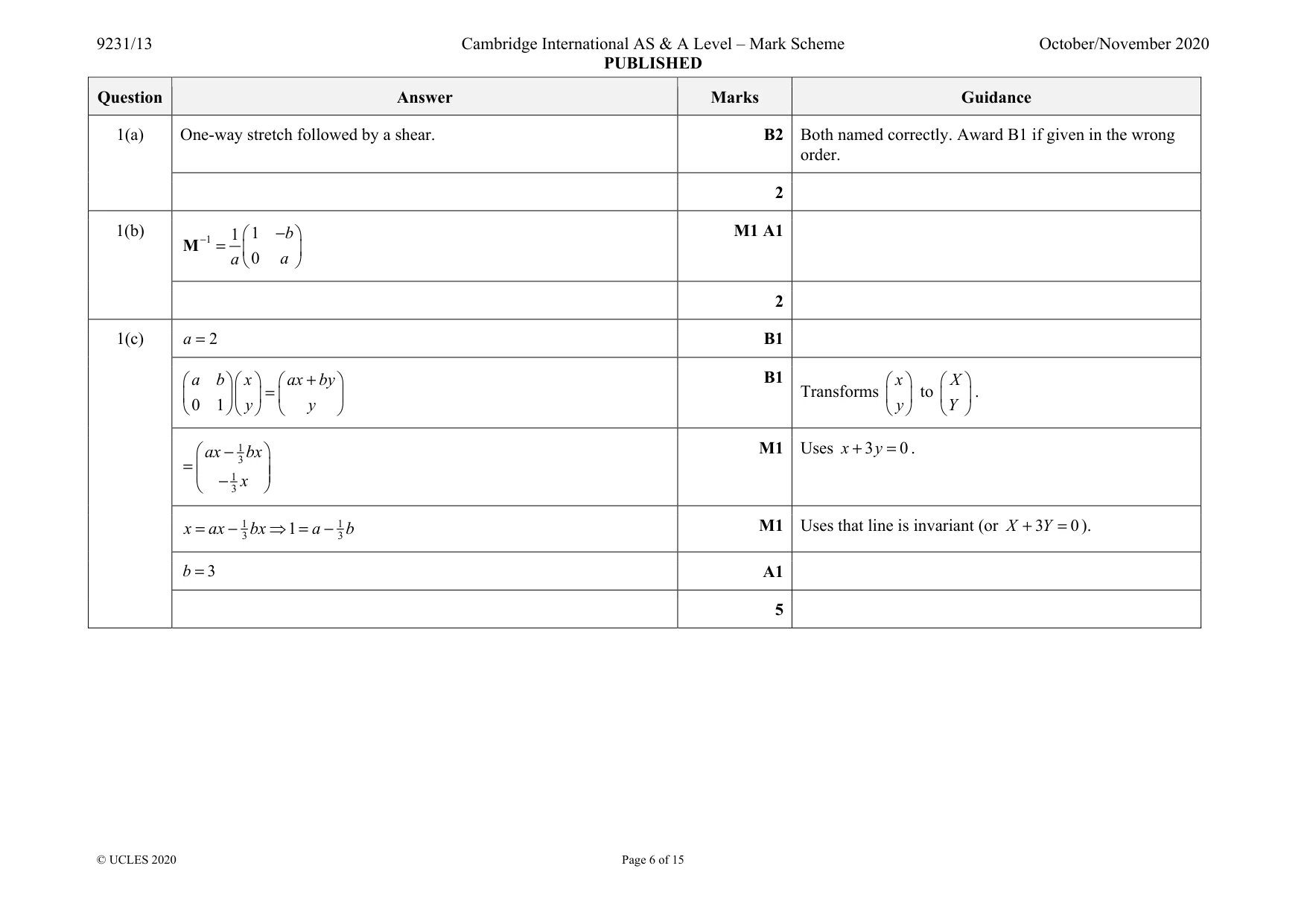 Mark scheme, page 6 of 15