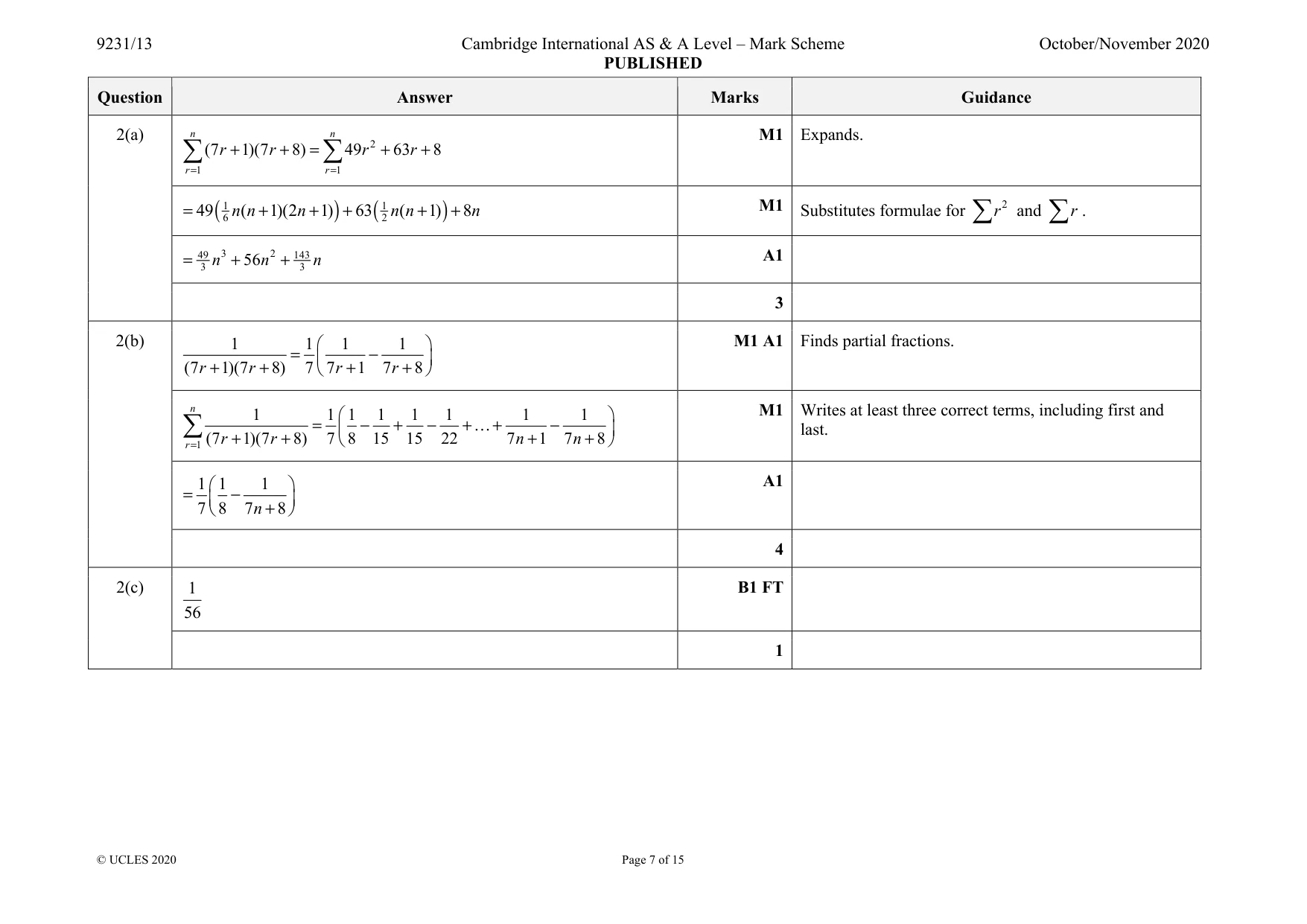 Mark scheme, page 7 of 15
