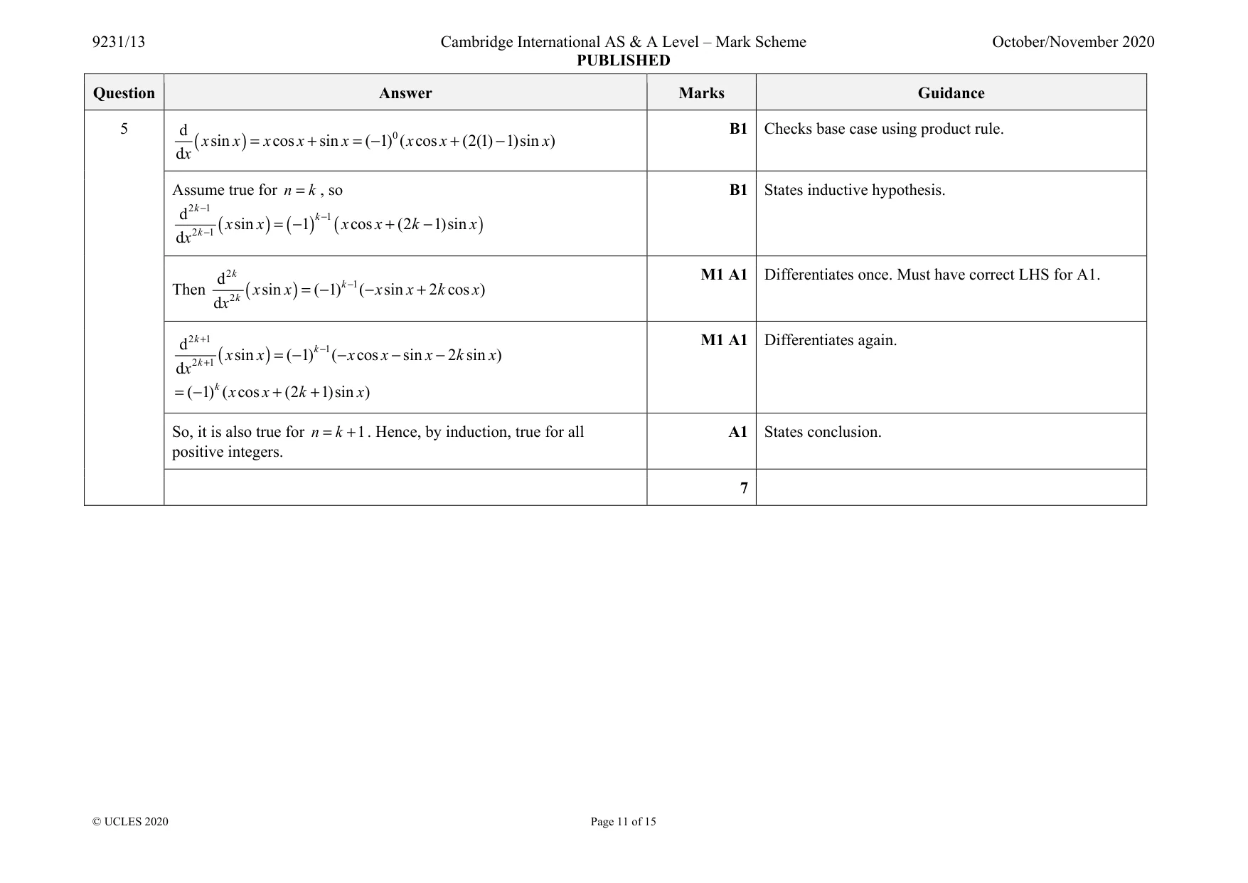 Mark scheme, page 11 of 15