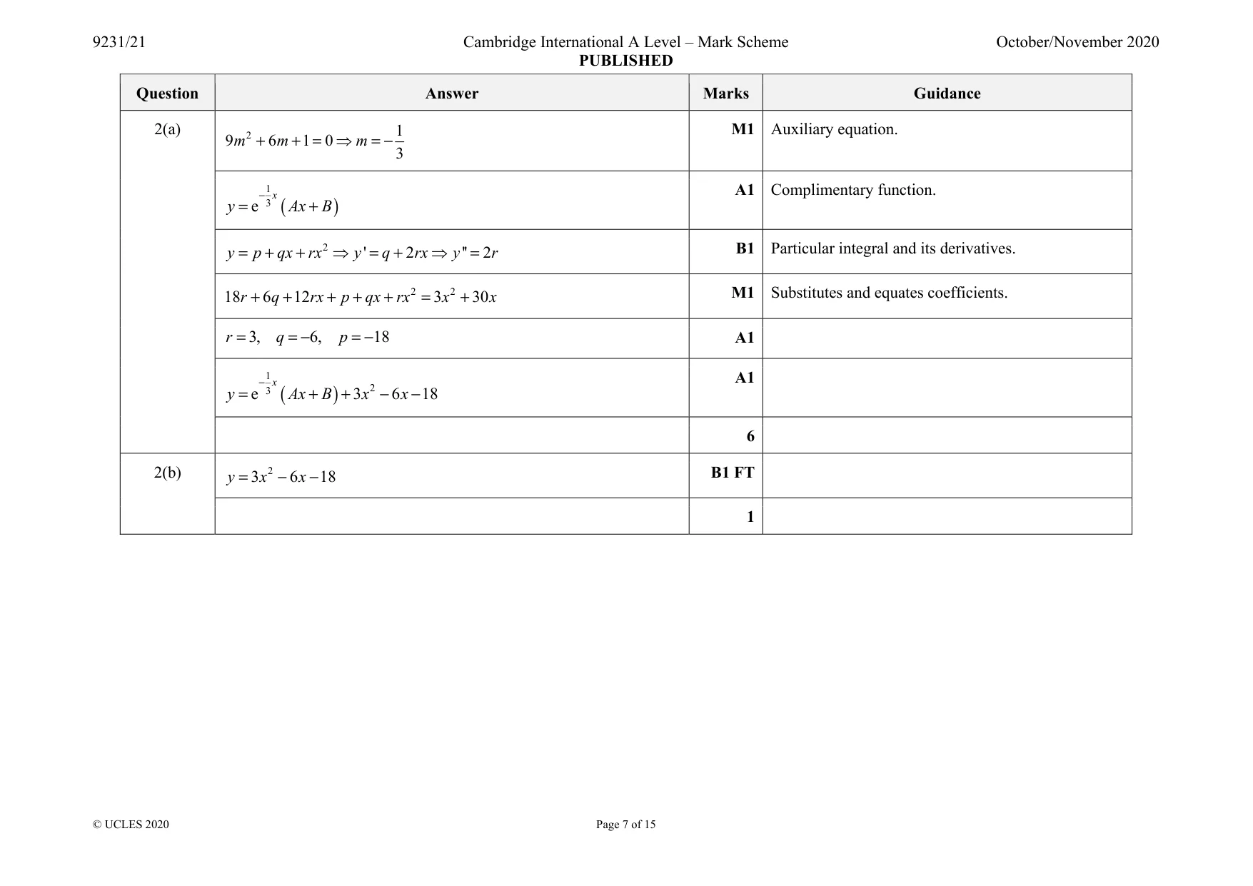 Mark scheme, page 7 of 15