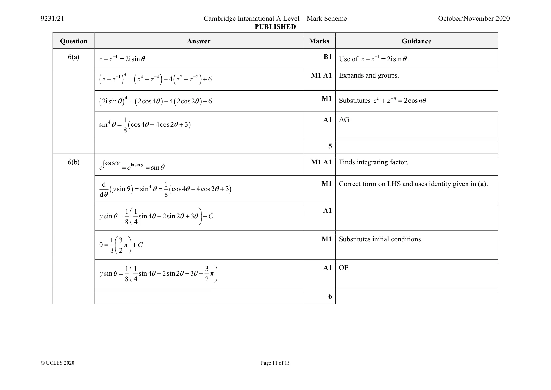 Mark scheme, page 11 of 15