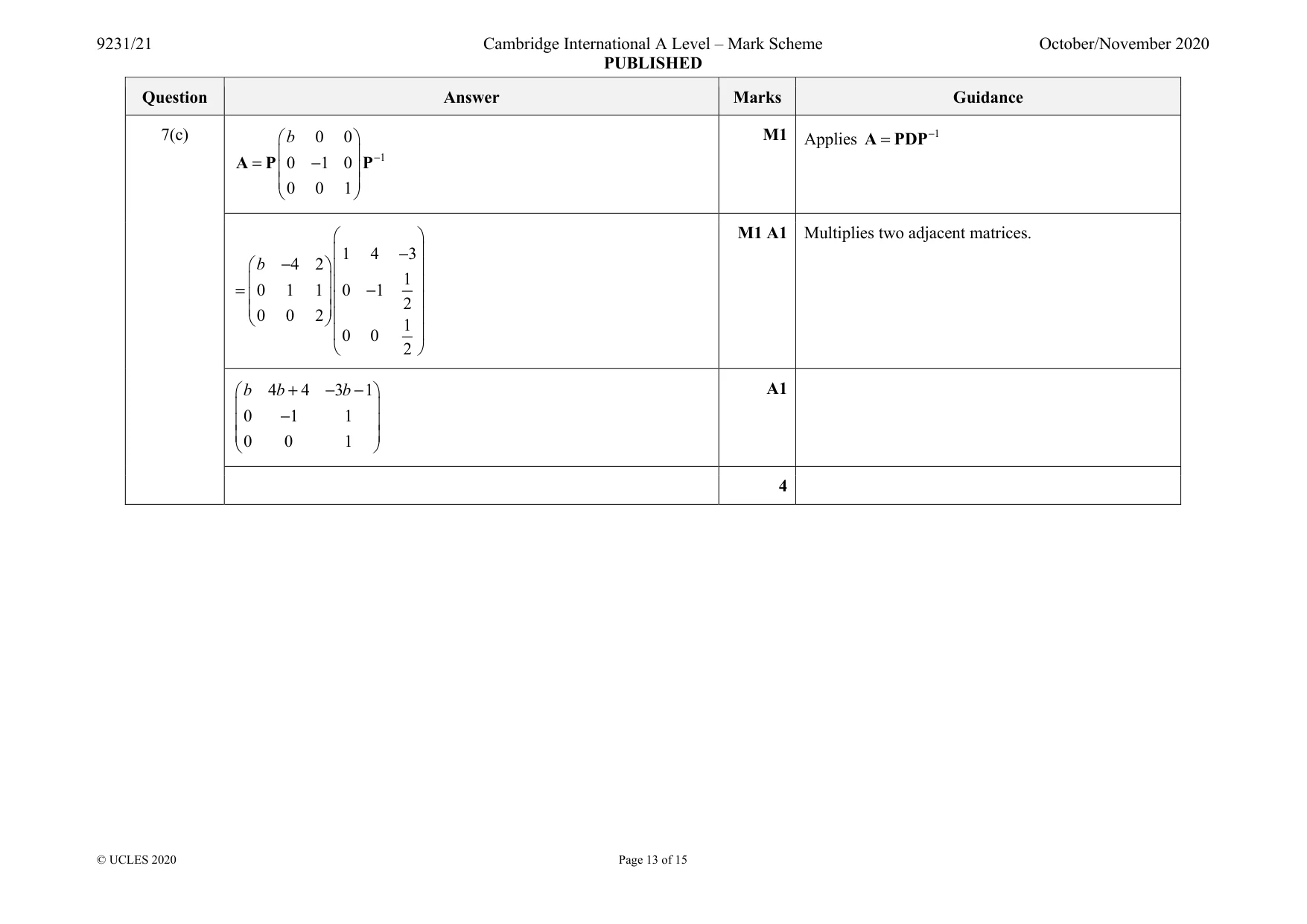 Mark scheme, page 13 of 15